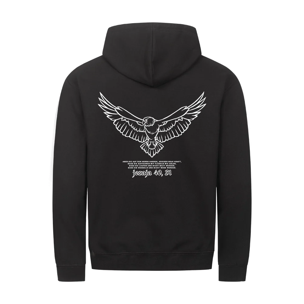 Adler Jesaja 40,31 Zipper Hoodie Backprint