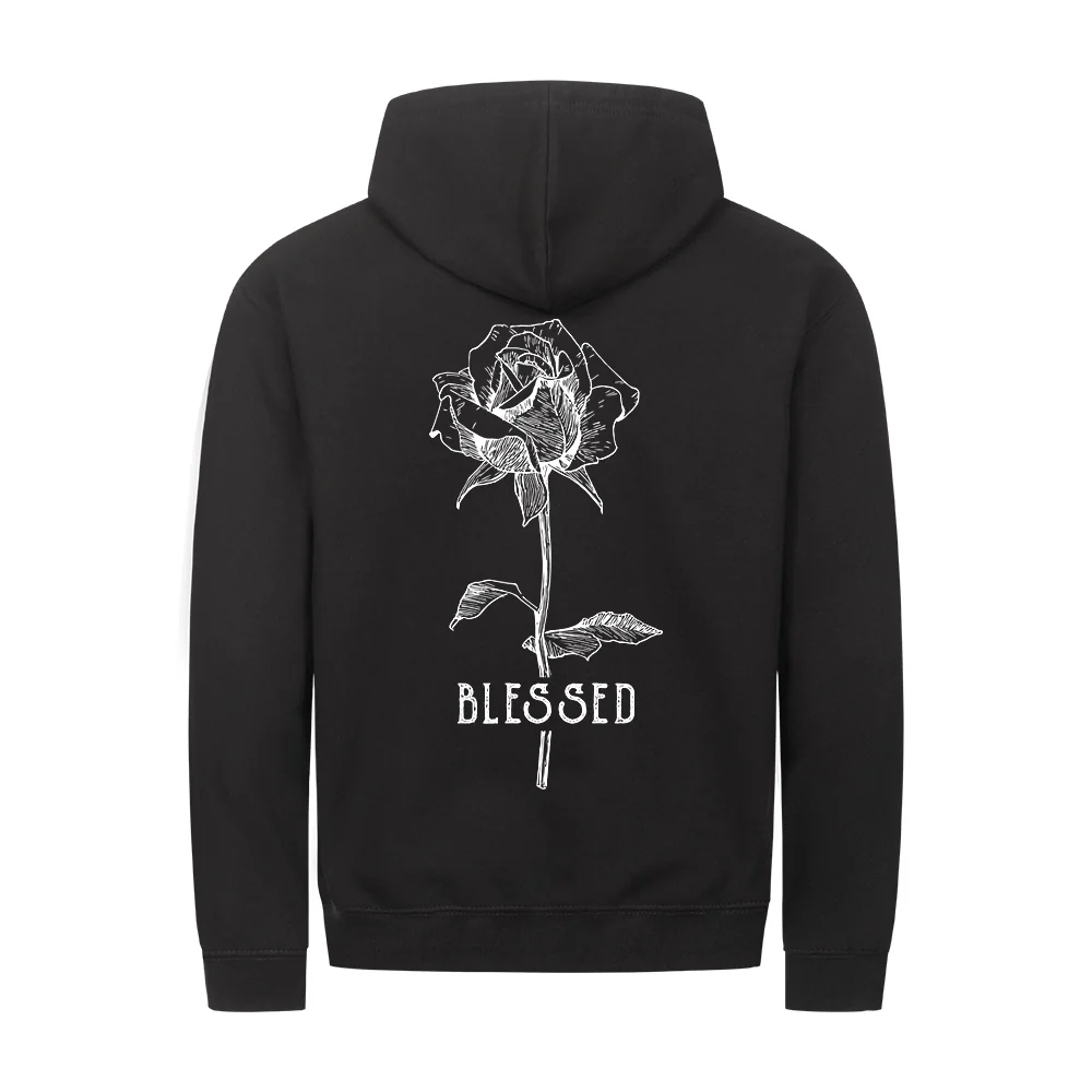 Blessed Rose Zipper Hoodie Backprint