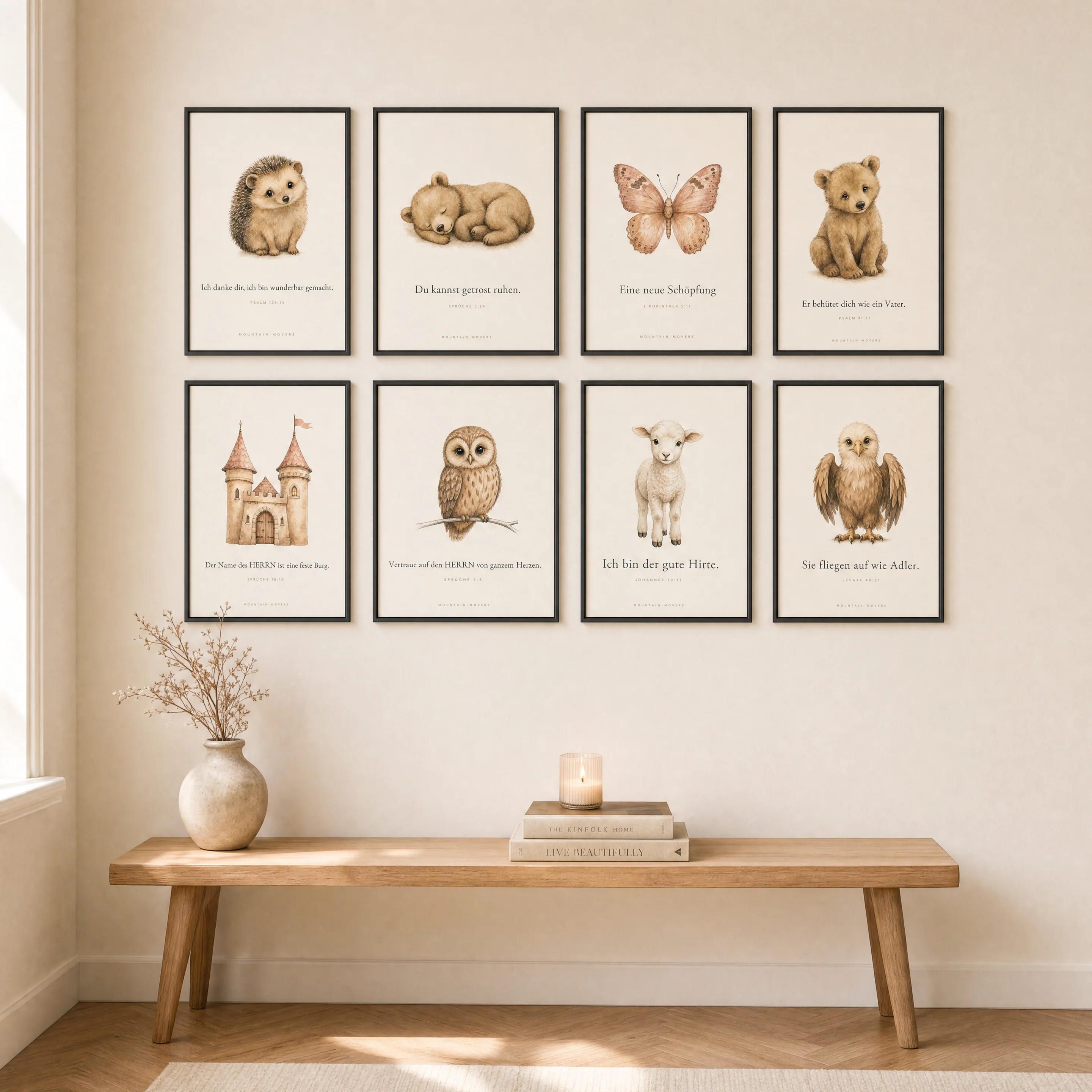 Christliches Kindertierposter Set, 8 Poster A4 mit Bibelversen - Image 2