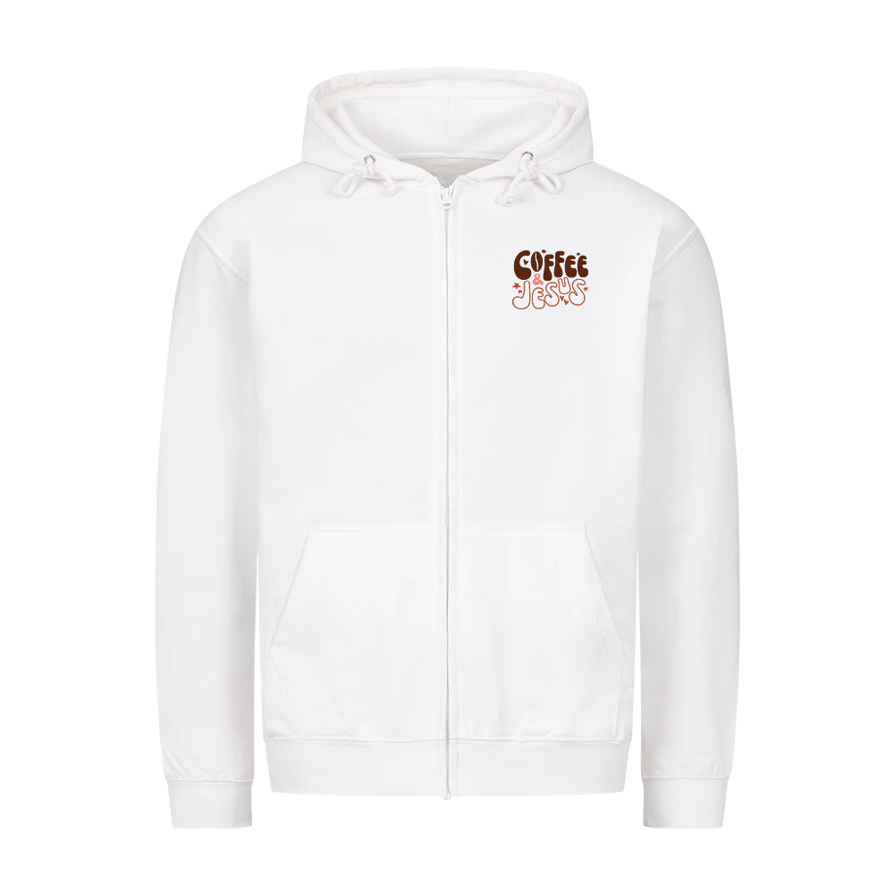Coffee and Jesus hearts braun Zipper Hoodie - Image 3