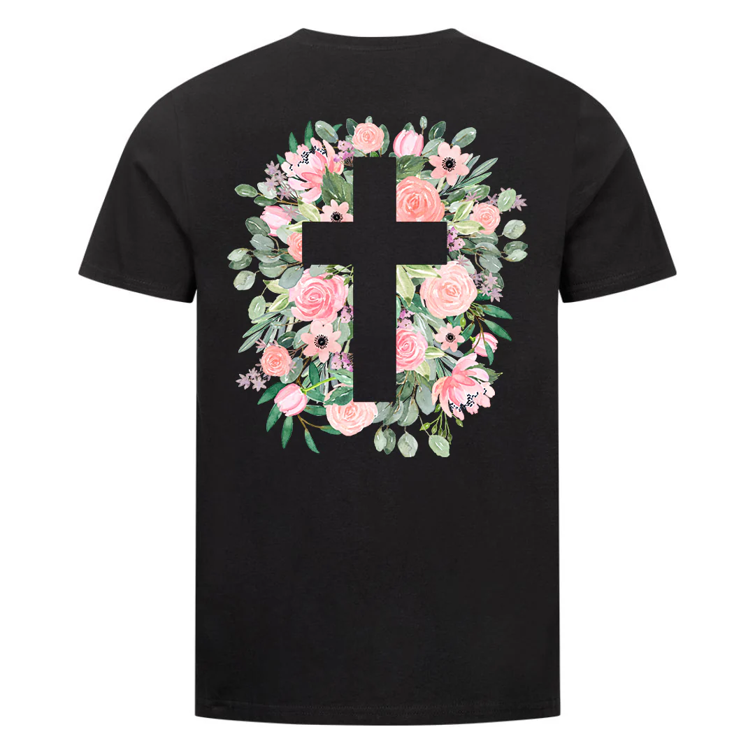 Cross flowers Shirt Backprint - Image 2