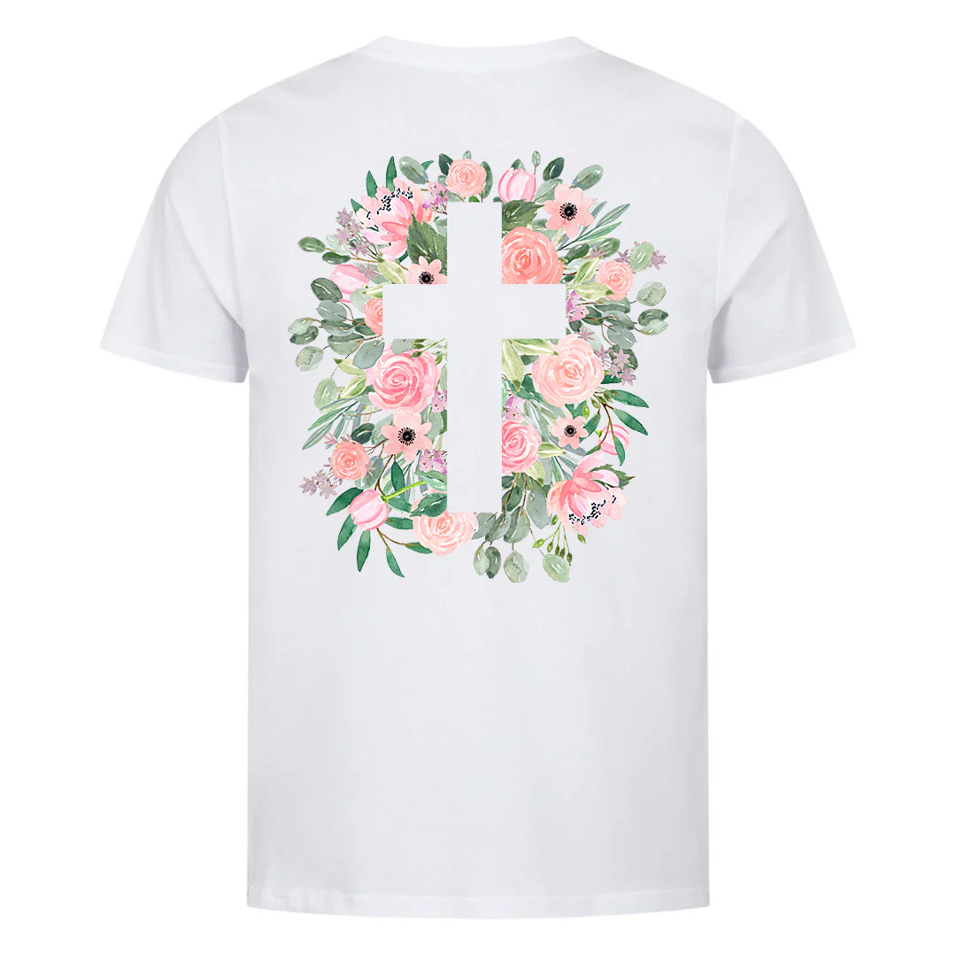 Cross flowers Shirt Backprint - Image 3