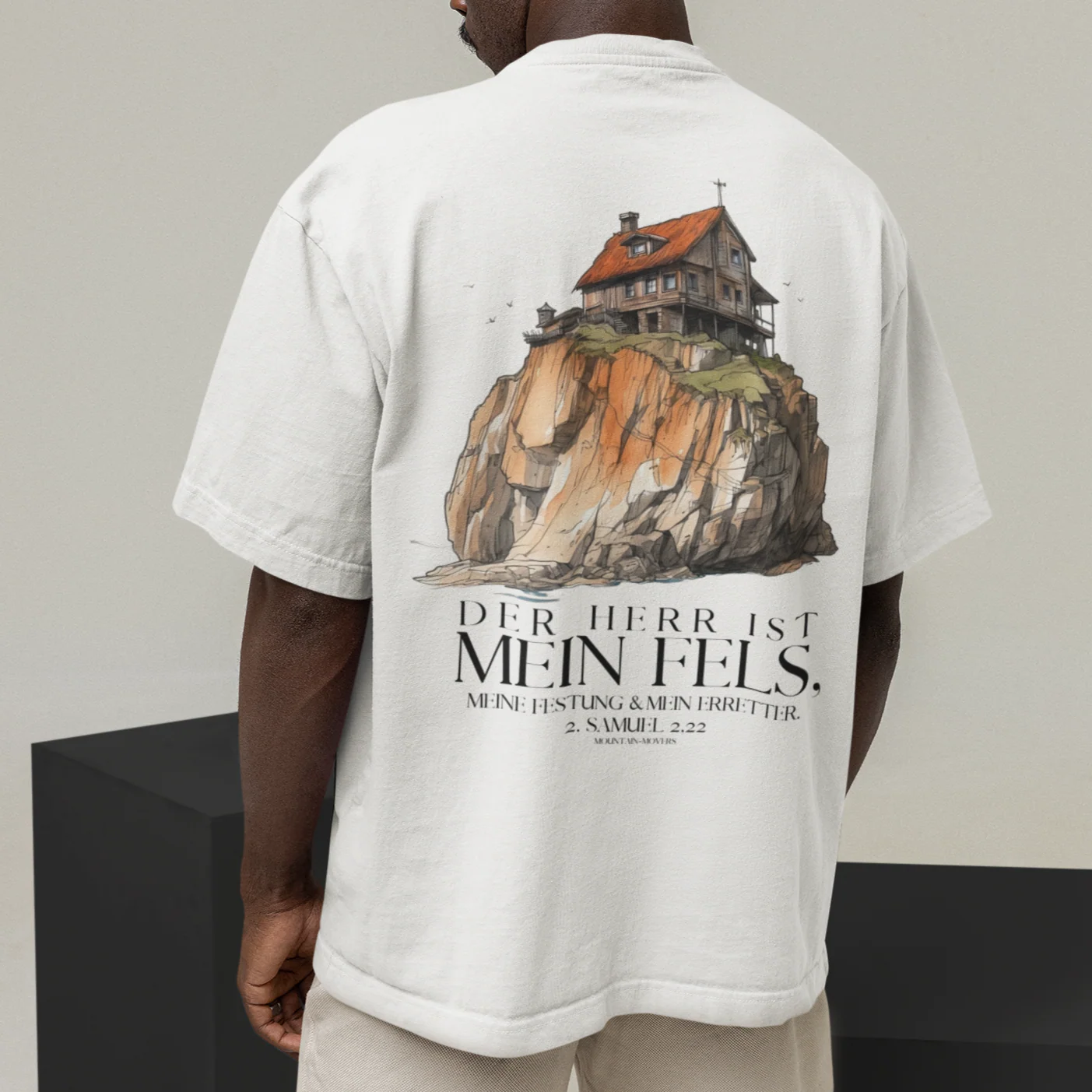 Der Herr ist mein Fels Oversized Shirt BackPrint - Image 3