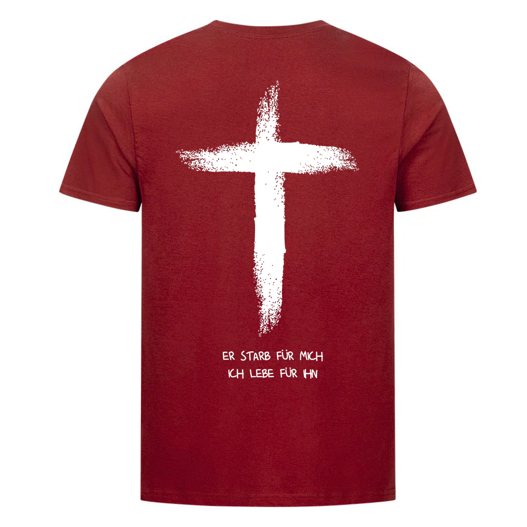 er starb für mich, ich lebe für ihn Shirt Backprint - Image 5
