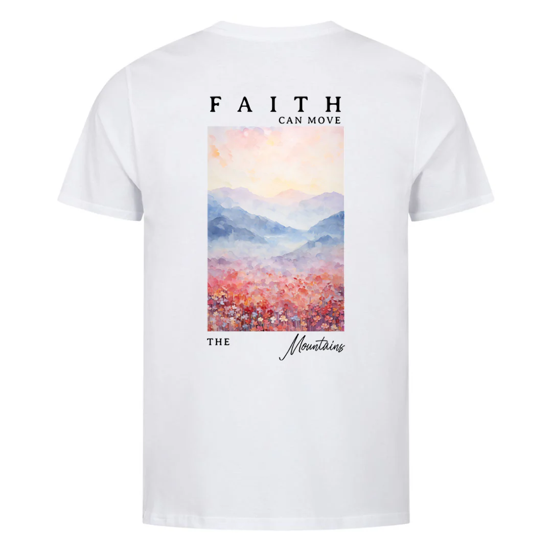 Faith can move the mountains aquarell Shirt Backprint - Image 6