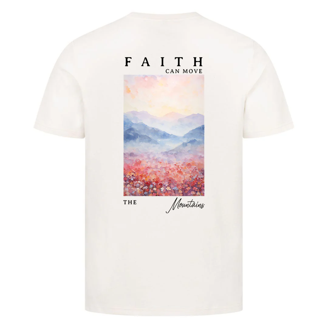 Faith can move the mountains aquarell Shirt Backprint - Image 7