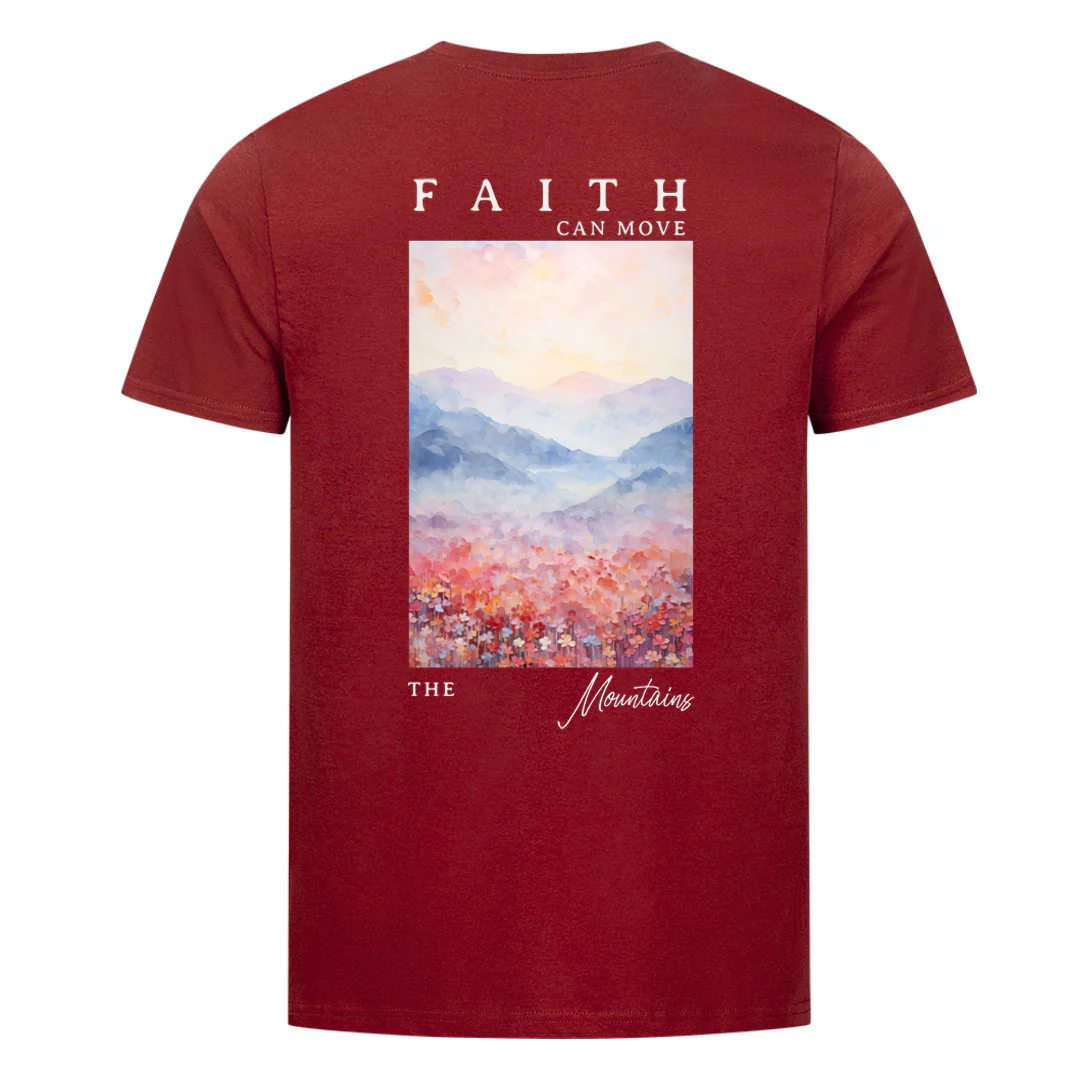 Faith can move the mountains aquarell Shirt Backprint - Image 8