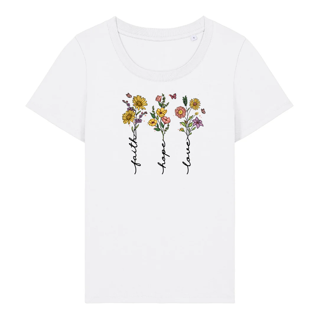 Faith Hope Love Flower Frauen Shirt - Image 2