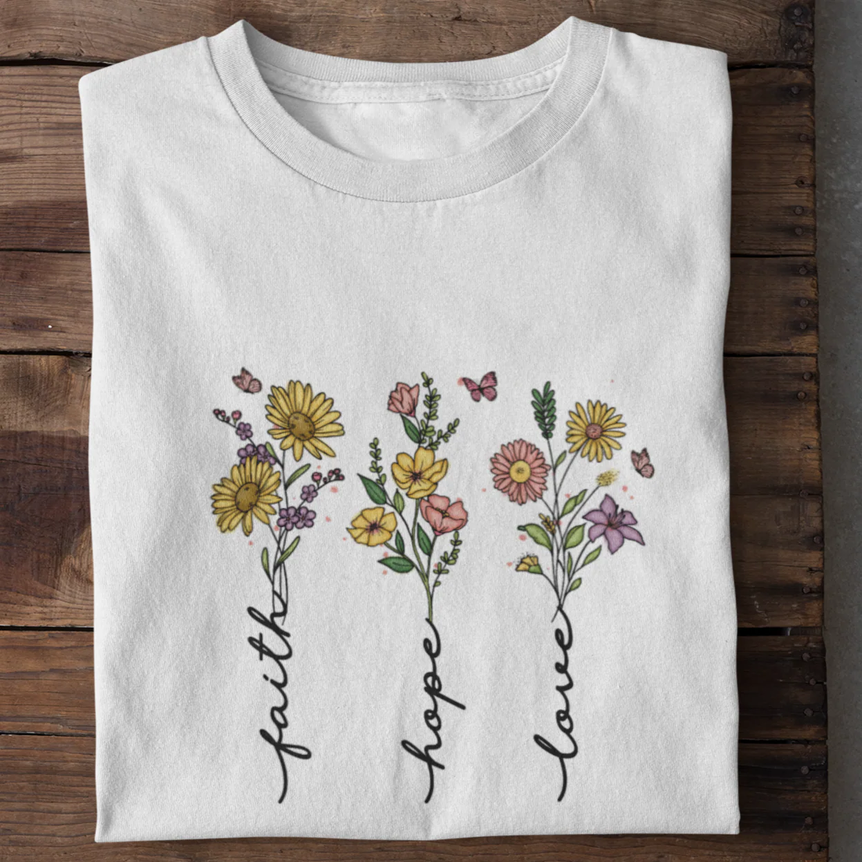 Faith Hope Love Flower Shirt - Image 3