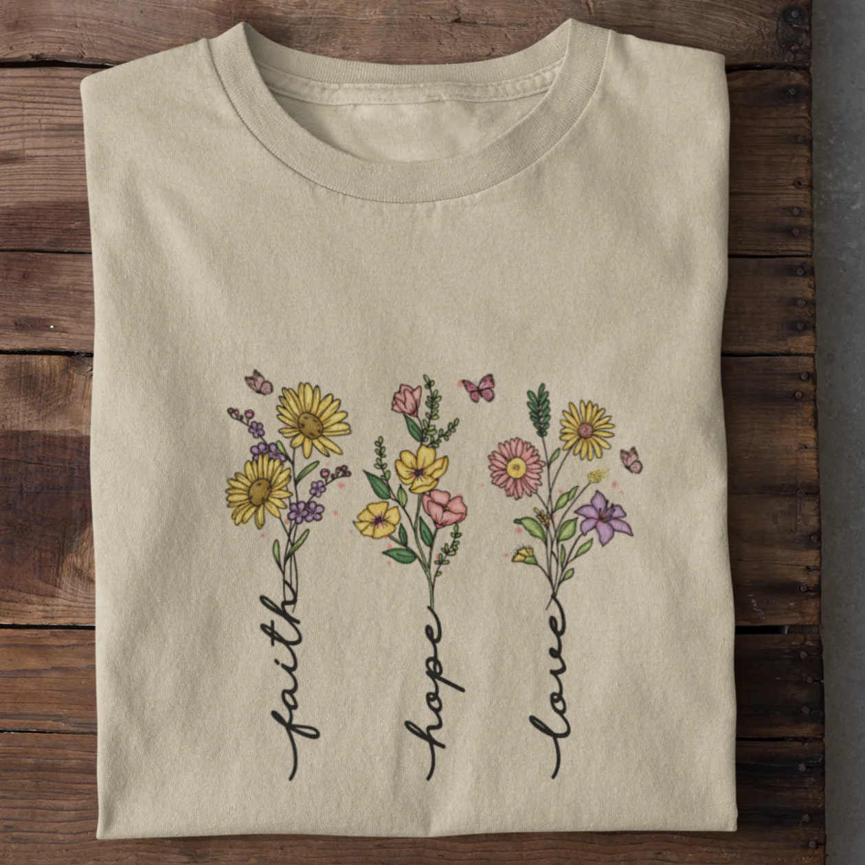 Faith Hope Love Flower Shirt - Image 6