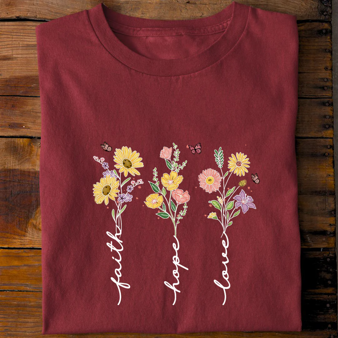 Faith Hope Love Flower Shirt - Image 7