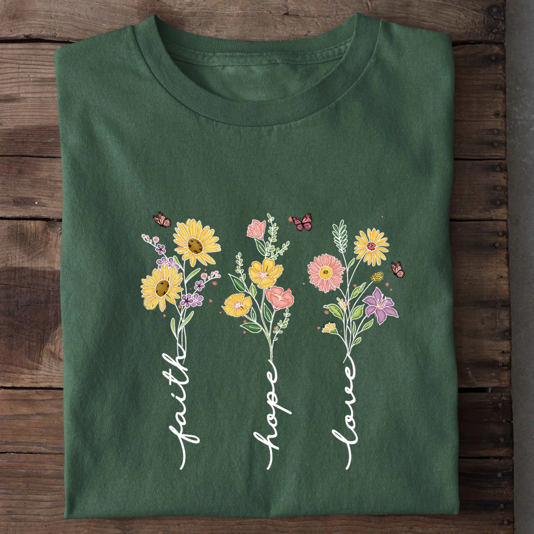 Faith Hope Love Flower Shirt - Image 8