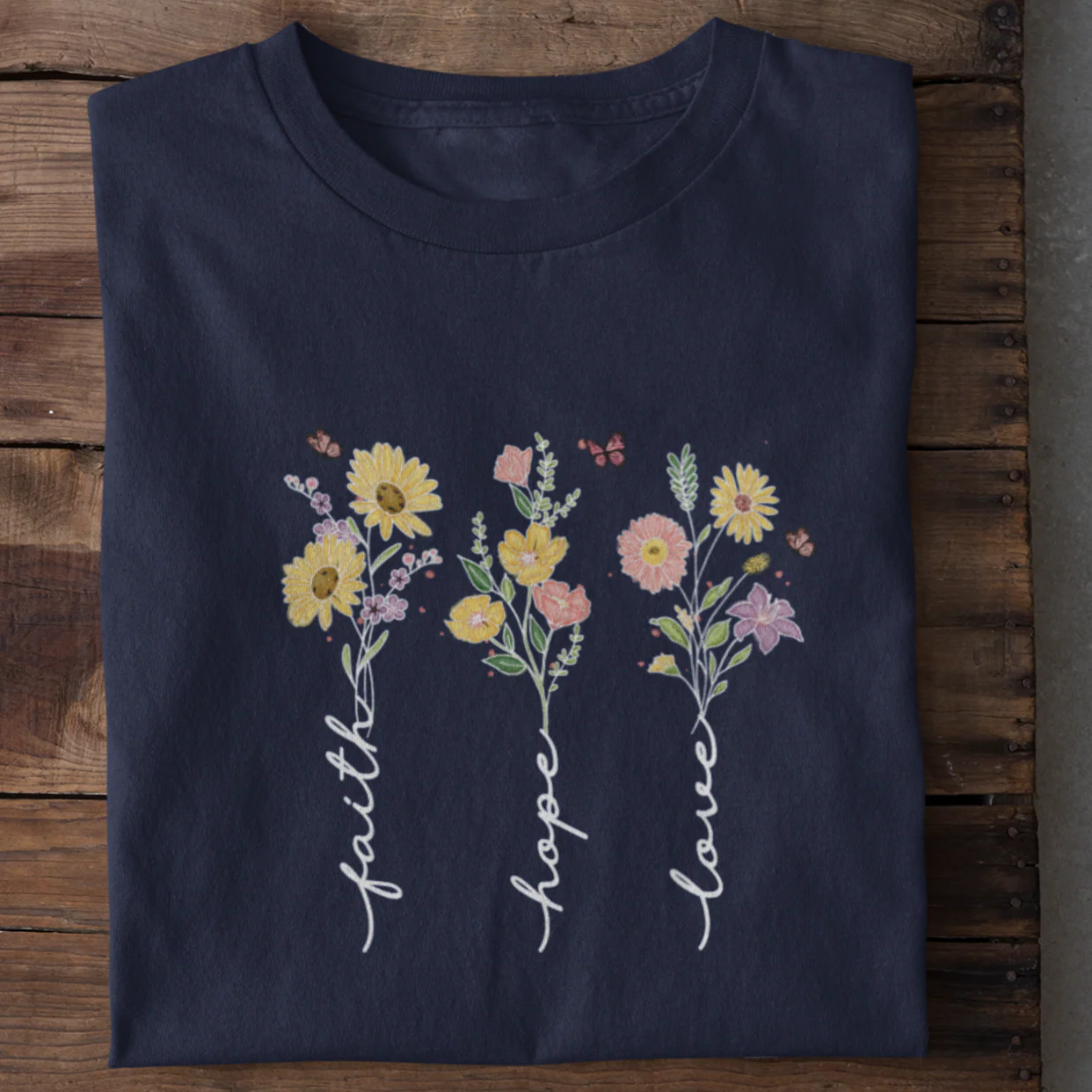 Faith Hope Love Flower Shirt - Image 9