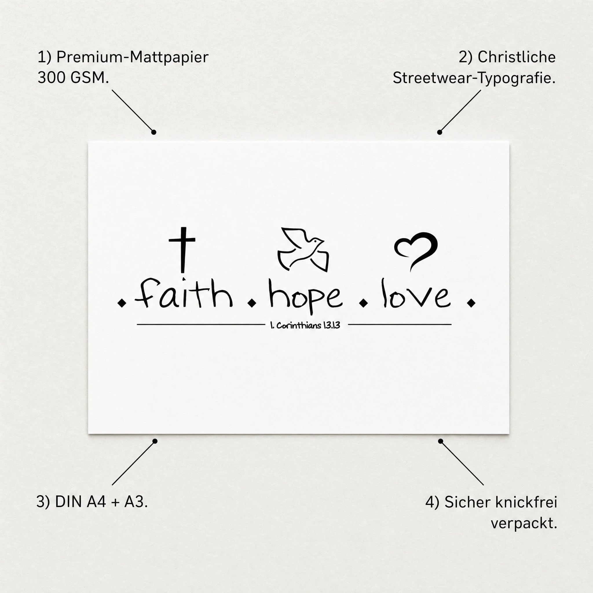 Faith Hope Love Poster A4 + A3 - Image 3