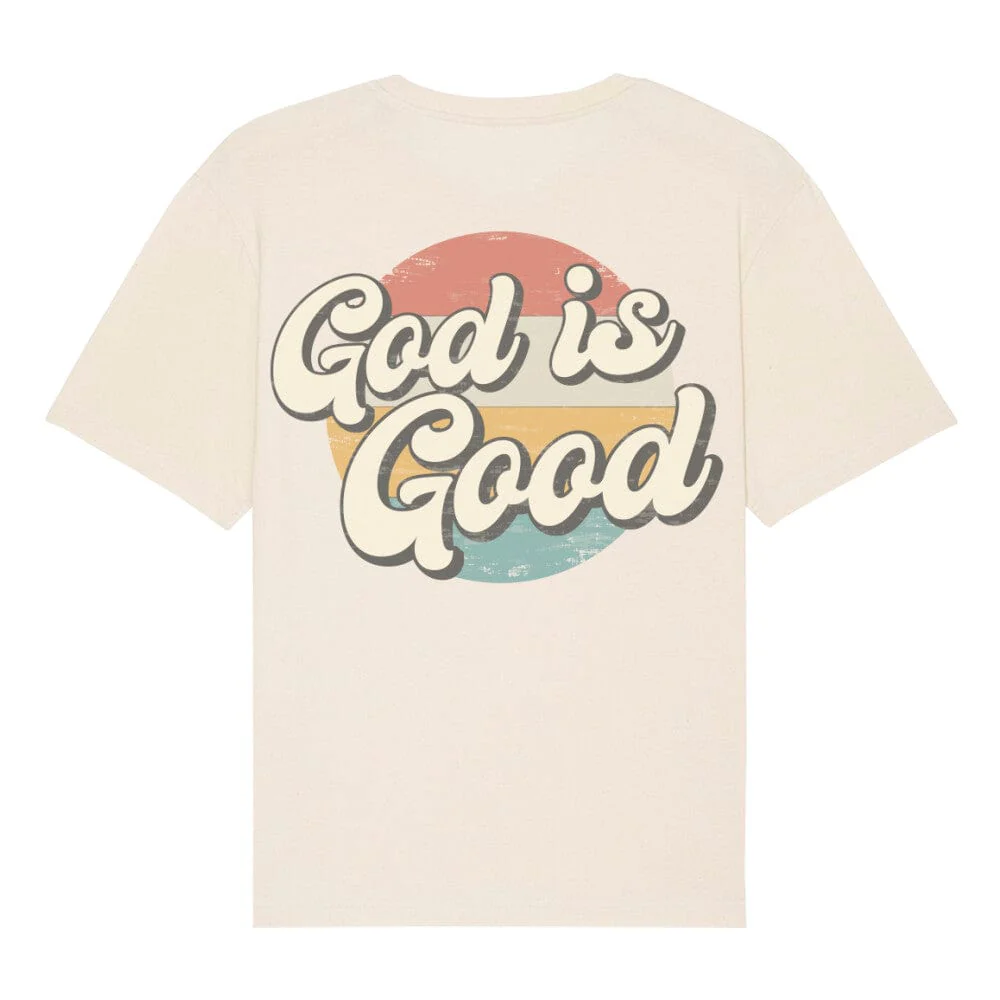 God Is Good Retro Circle Oversized Shirt Backprint - Image 4