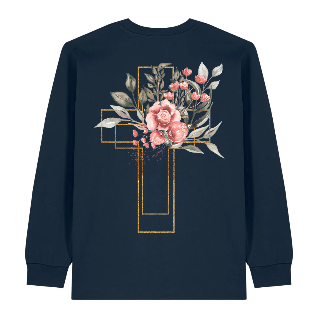 Golden Aquarell Cross Longsleeve BackPrint - Image 3