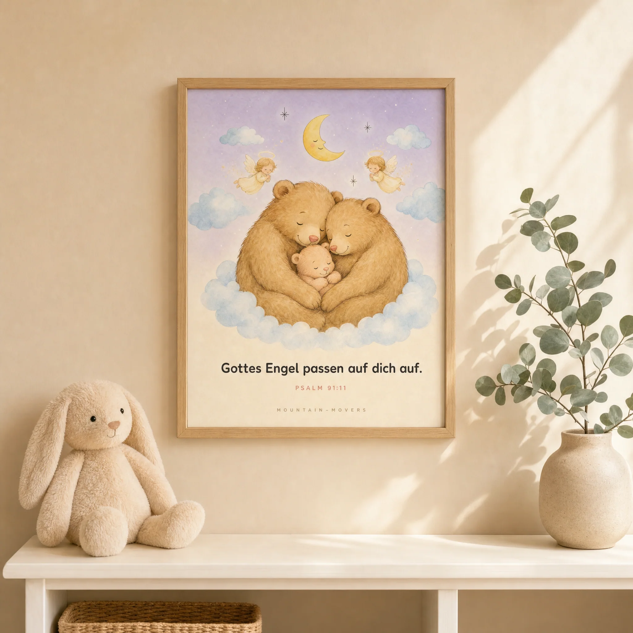 Gottes Engel passen auf dich auf, Bärchen-Engel Kinderposter A4 - Image 2