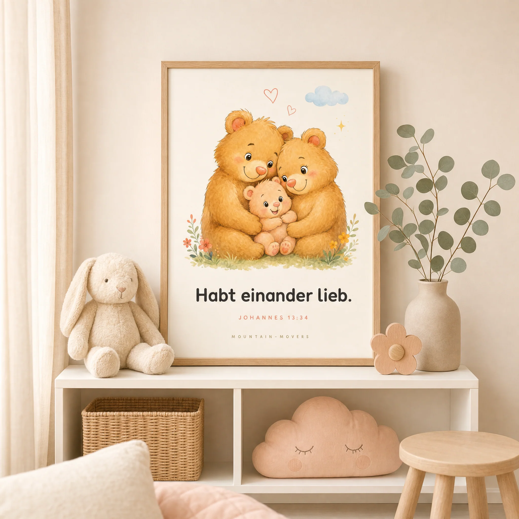 Habt einander lieb, BĂ€rchen Kinderposter A4 - Image 2