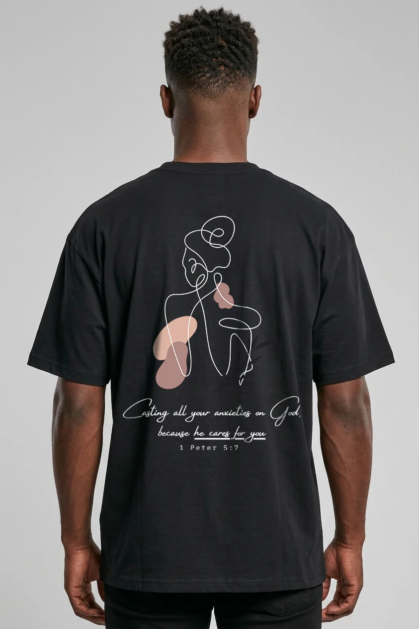 He cares for you Oversized Shirt BackPrint