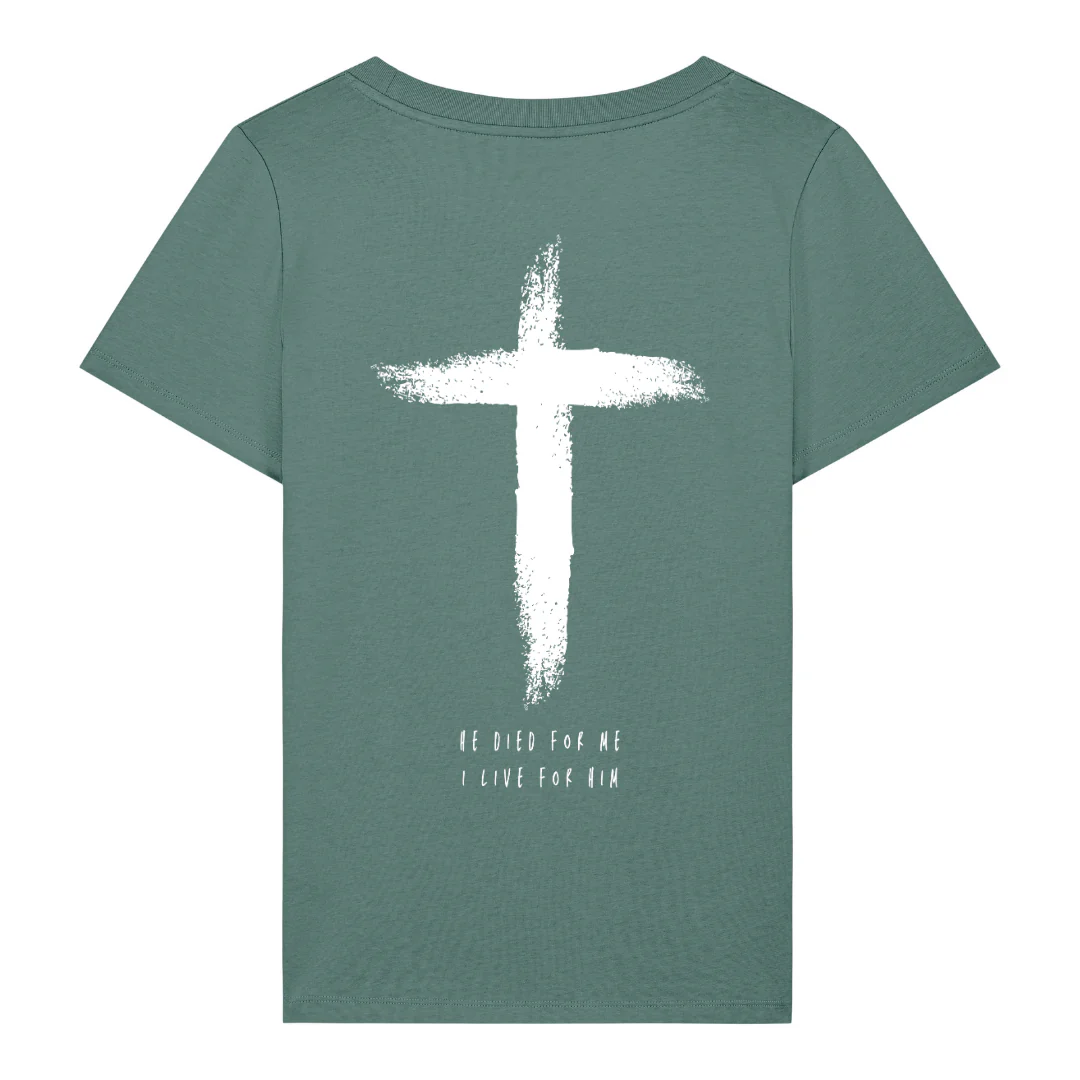HE DIED FRAUEN T-SHIRT Backprint - Image 6