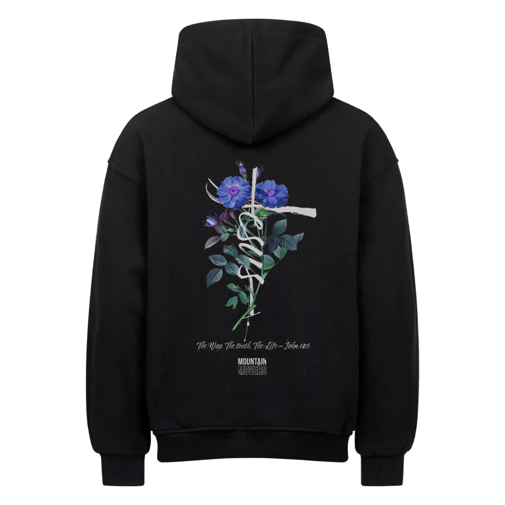 Jesus Cross Flower Oversized Hoodie BackPrint