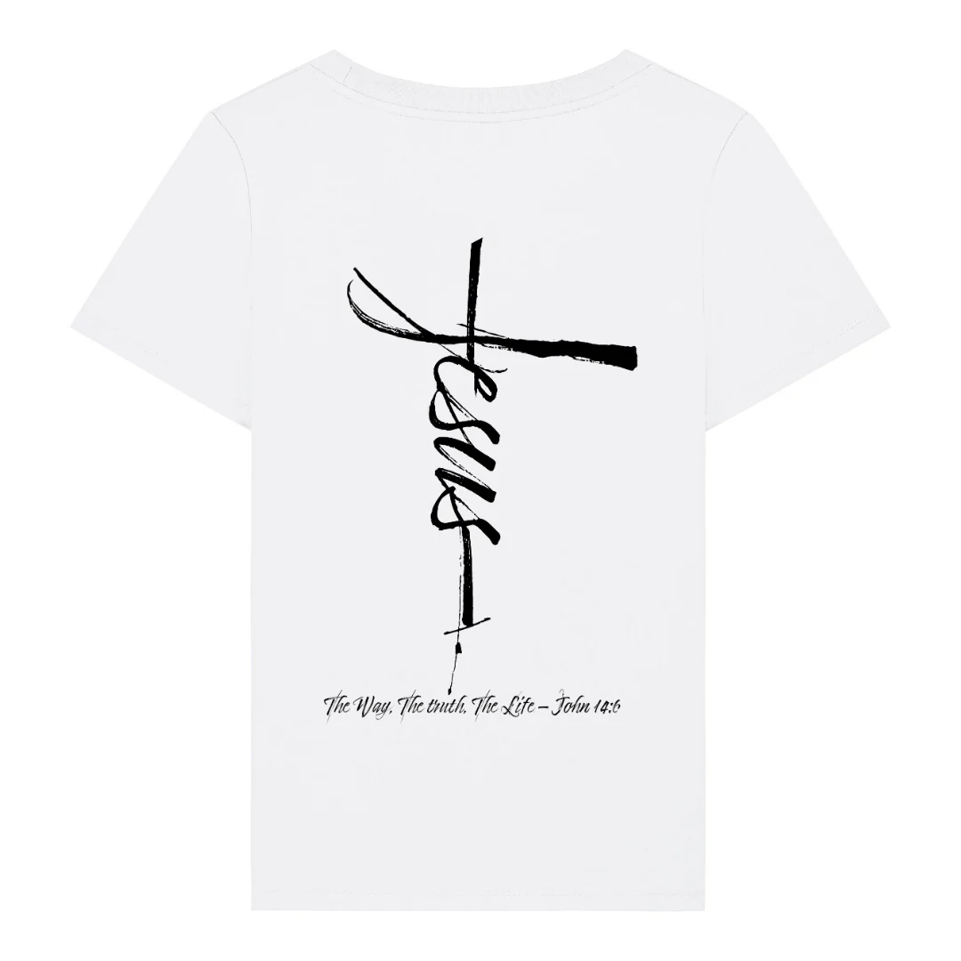 Jesus Cross Frauen T-Shirt BackPrint