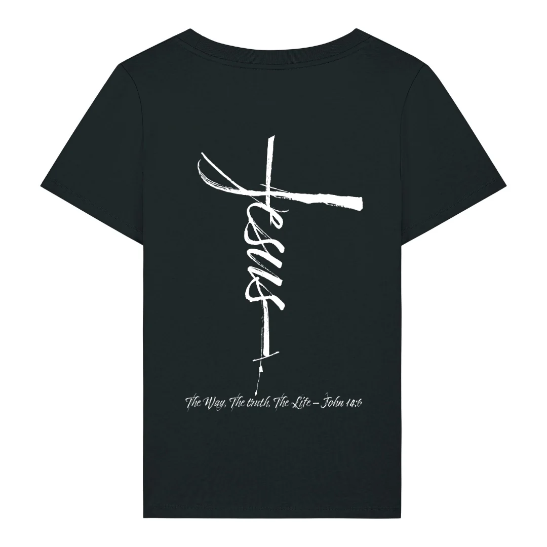 Jesus Cross Frauen T-Shirt BackPrint - Image 2