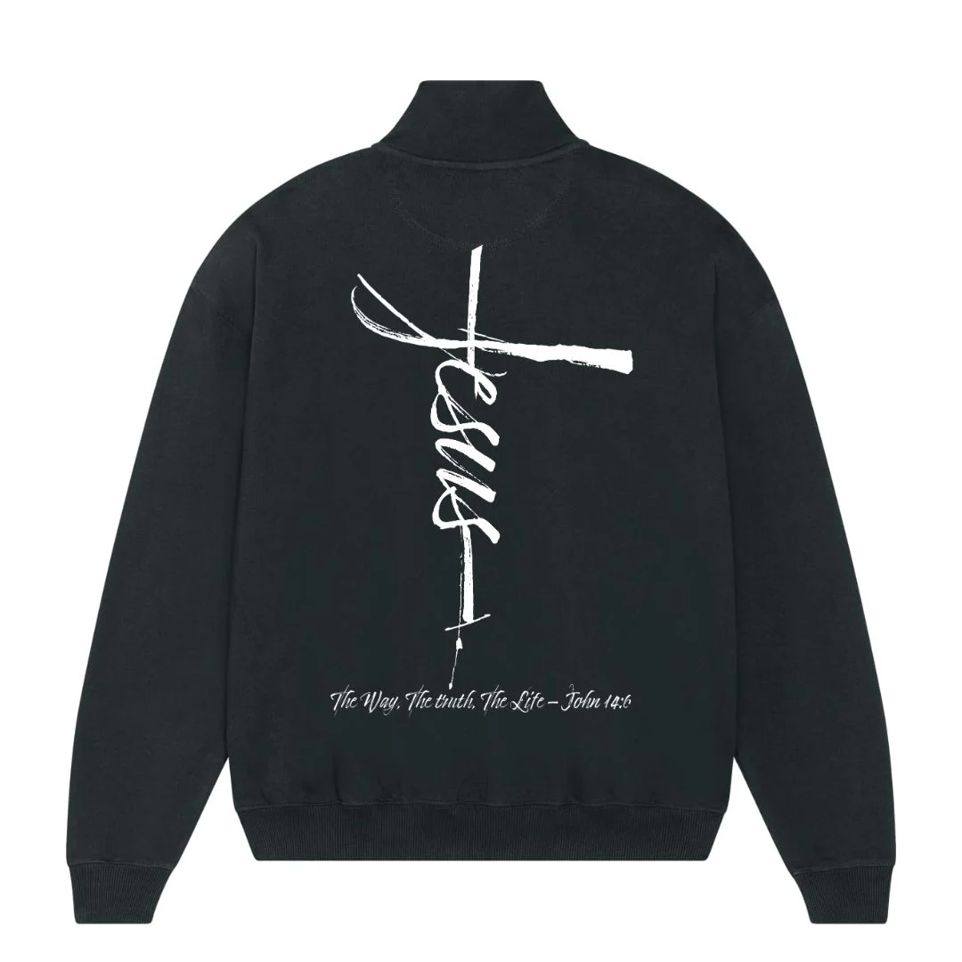 Jesus Cross Half Zip Sweater - Image 3