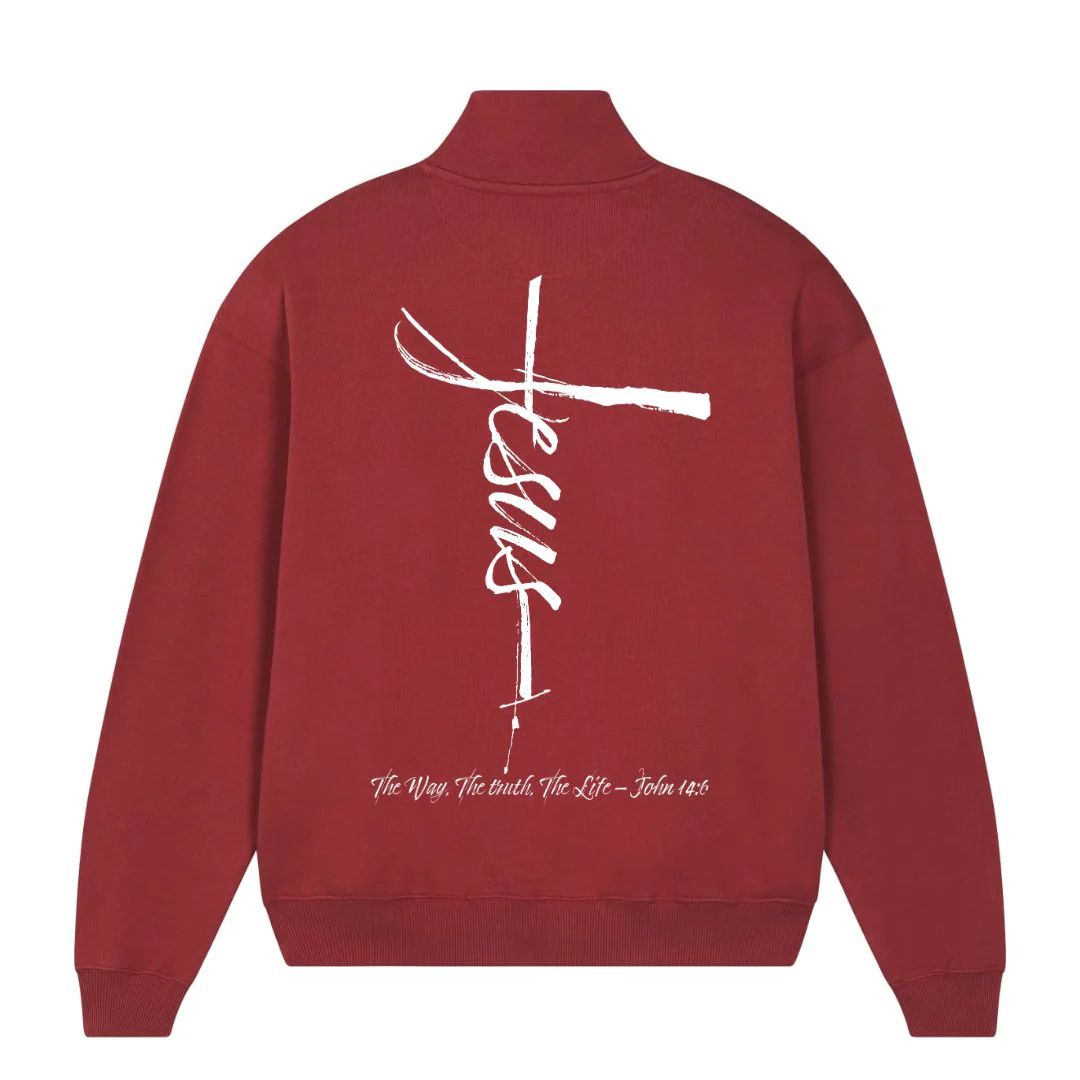 Jesus Cross Half Zip Sweater - Image 9