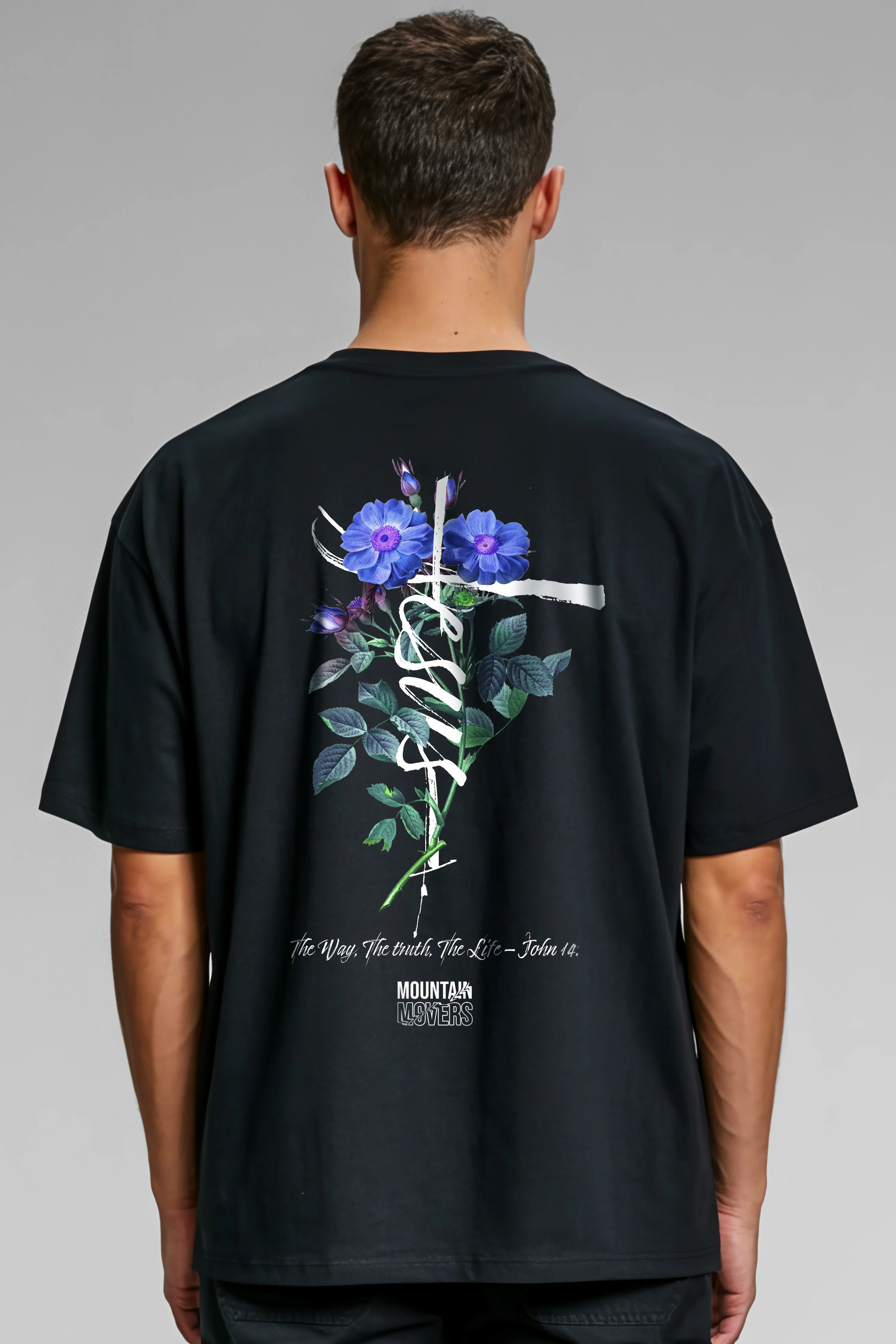 Jesus Cross Flower Oversized Shirt BackPrint