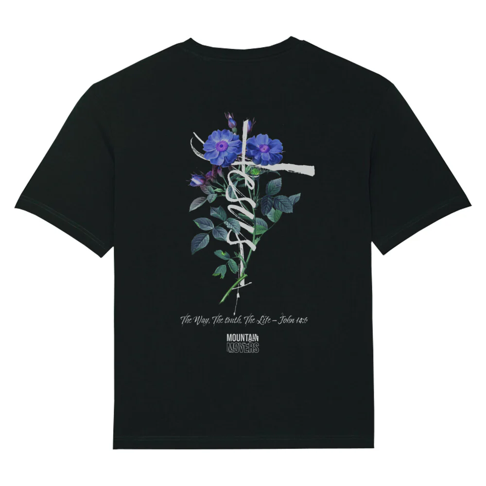 Jesus Cross Flower Oversized Shirt BackPrint - Image 2