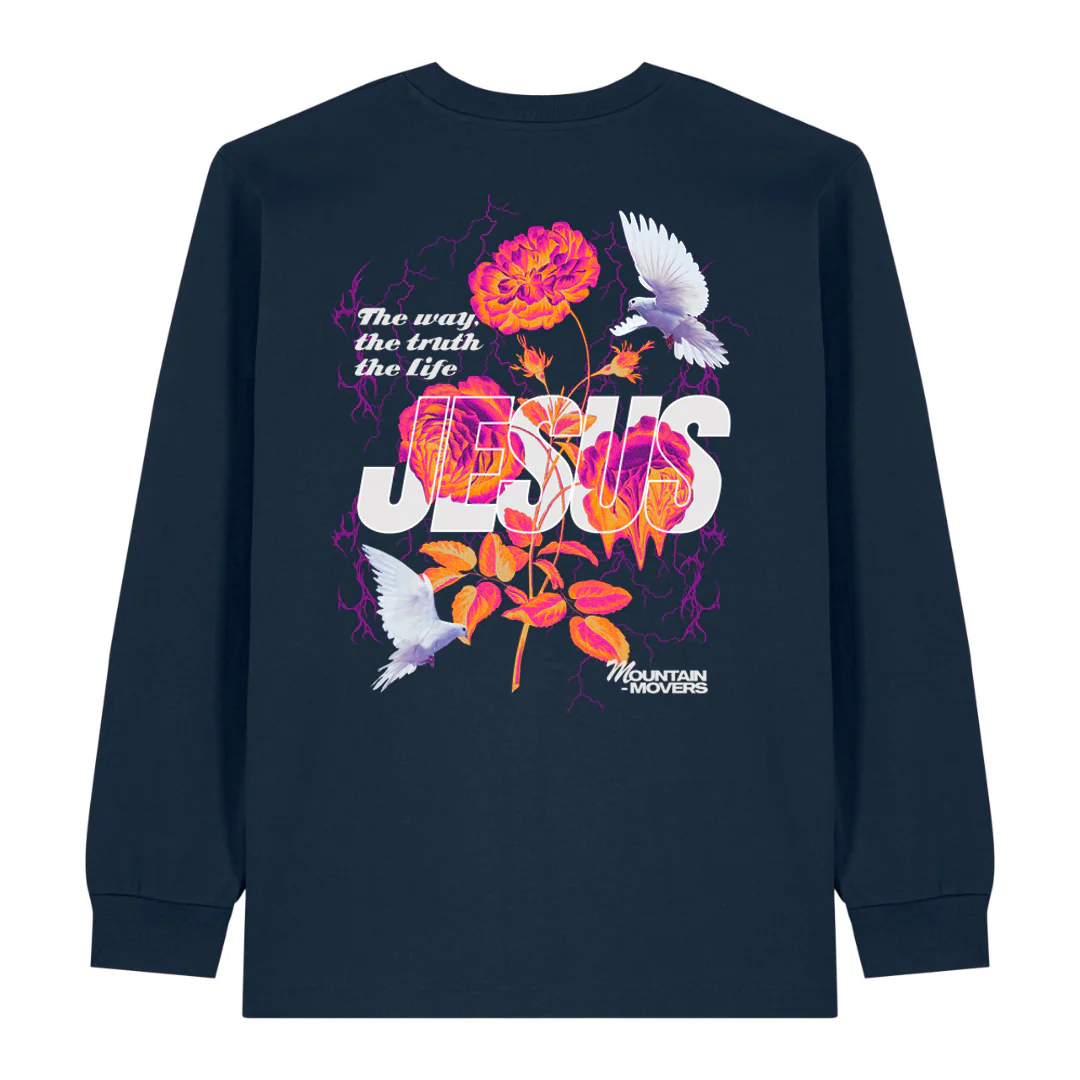 Jesus Flower Longsleeve BackPrint - Image 3