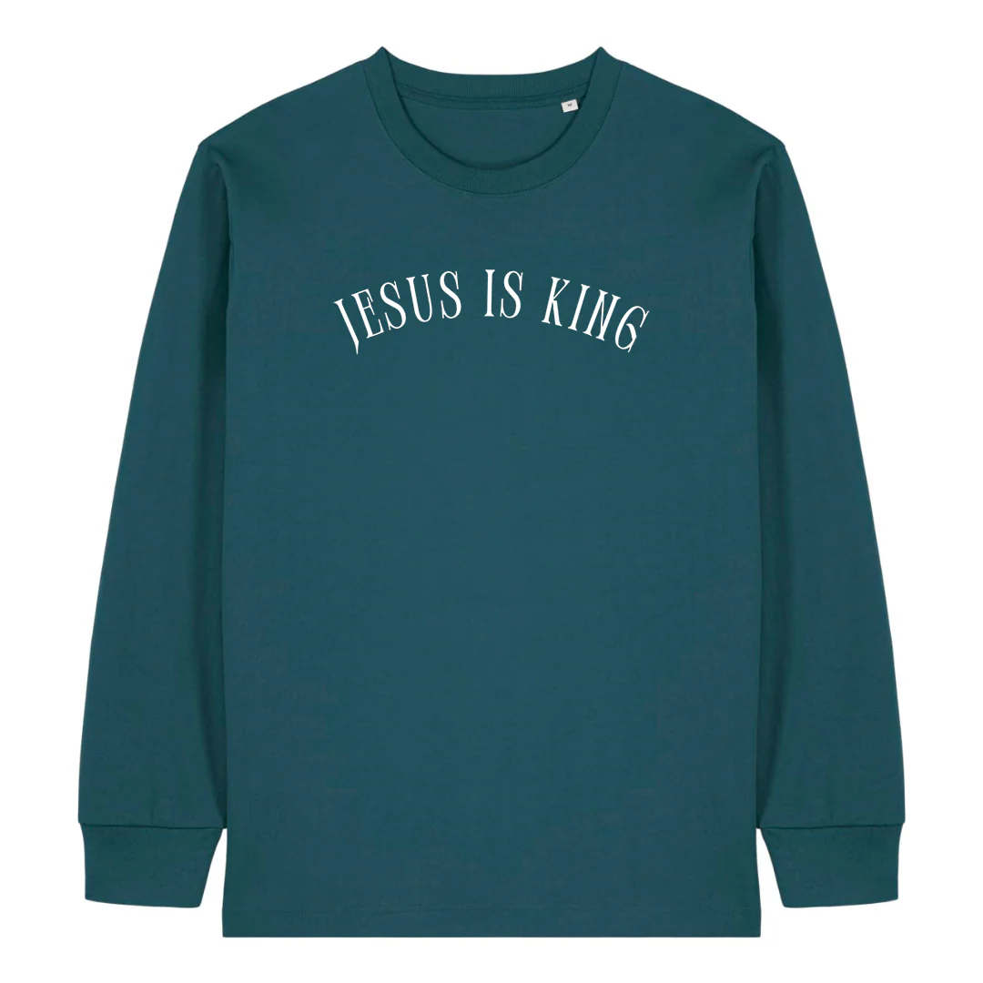 Jesus is King curved Longsleeve - Image 4
