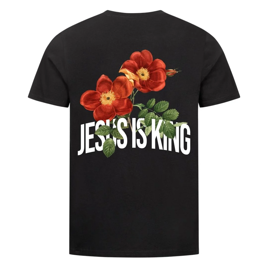 Jesus is King Flower Shirt Backprint - Image 2