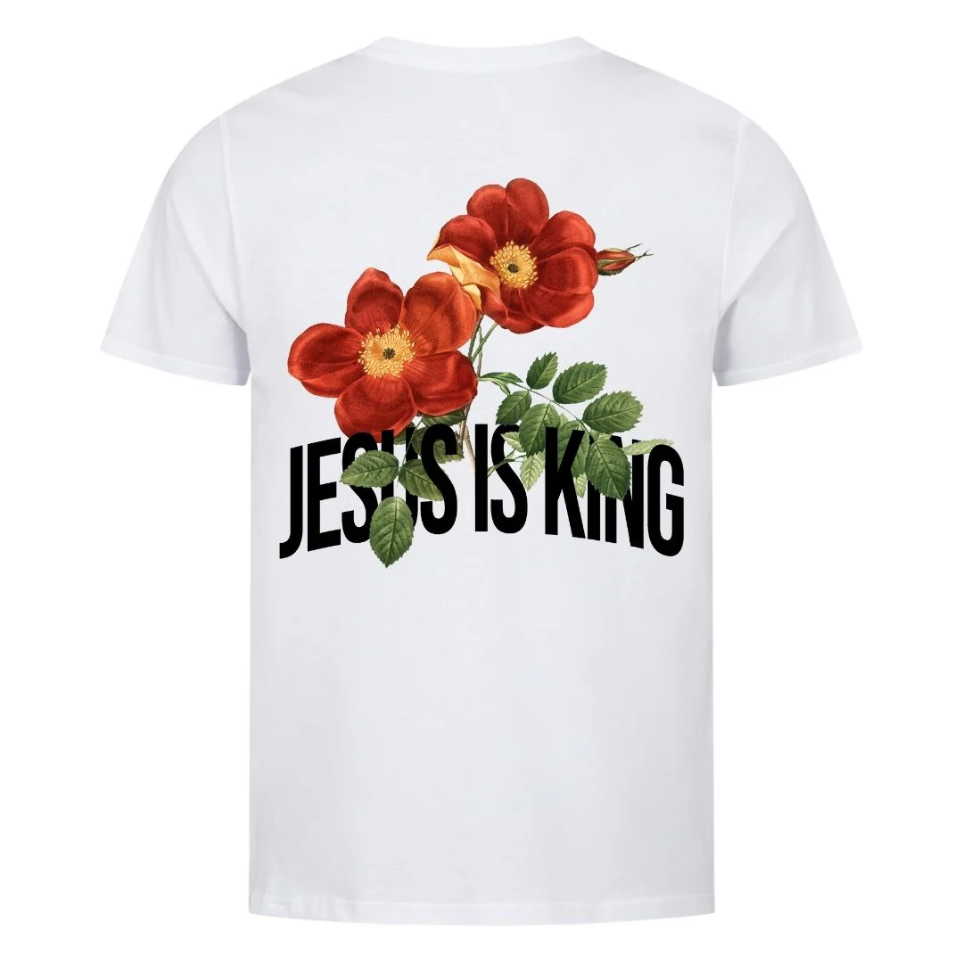 Jesus is King Flower Shirt Backprint - Image 6