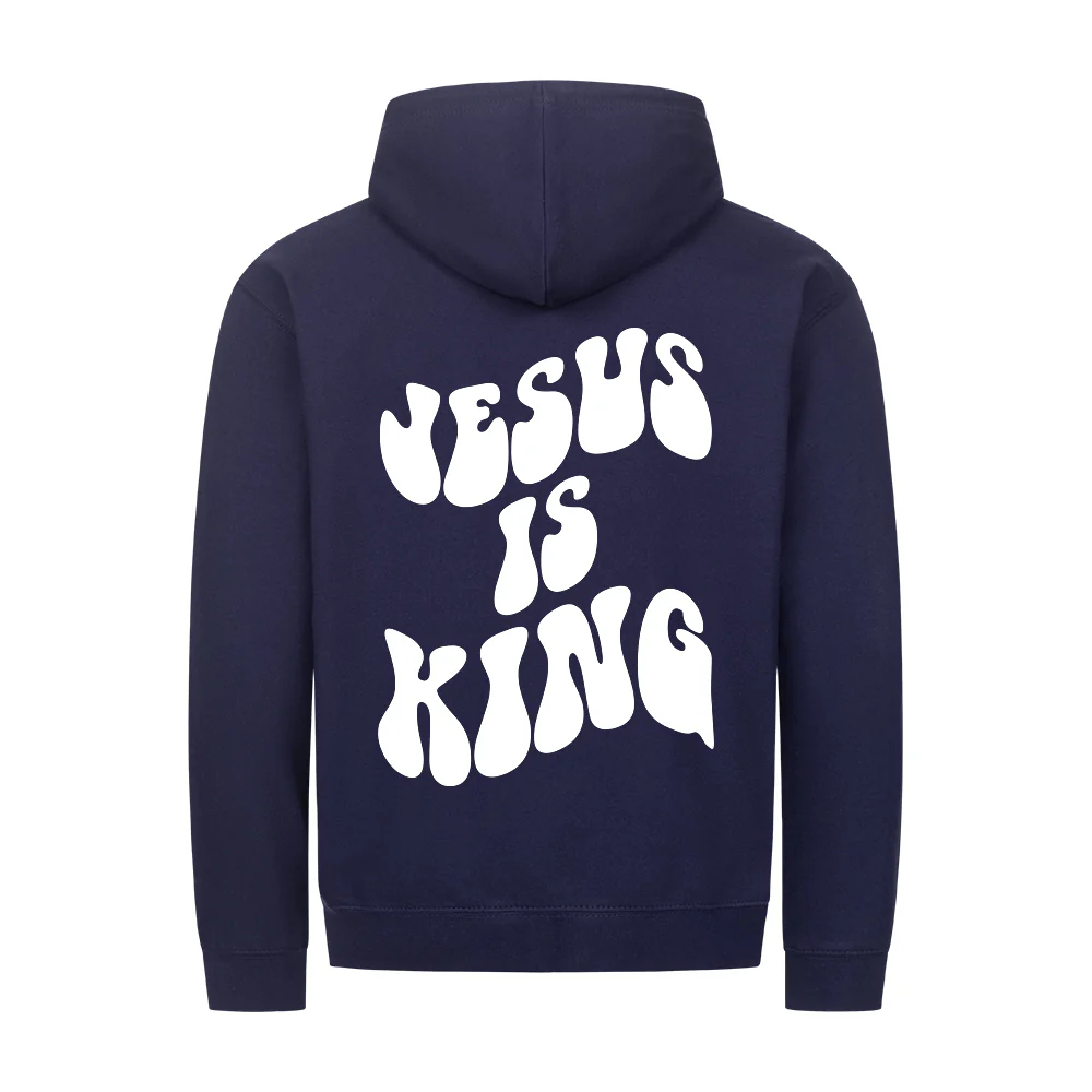 Jesus is king Schrift Zipper Hoodie Backprint - Image 7