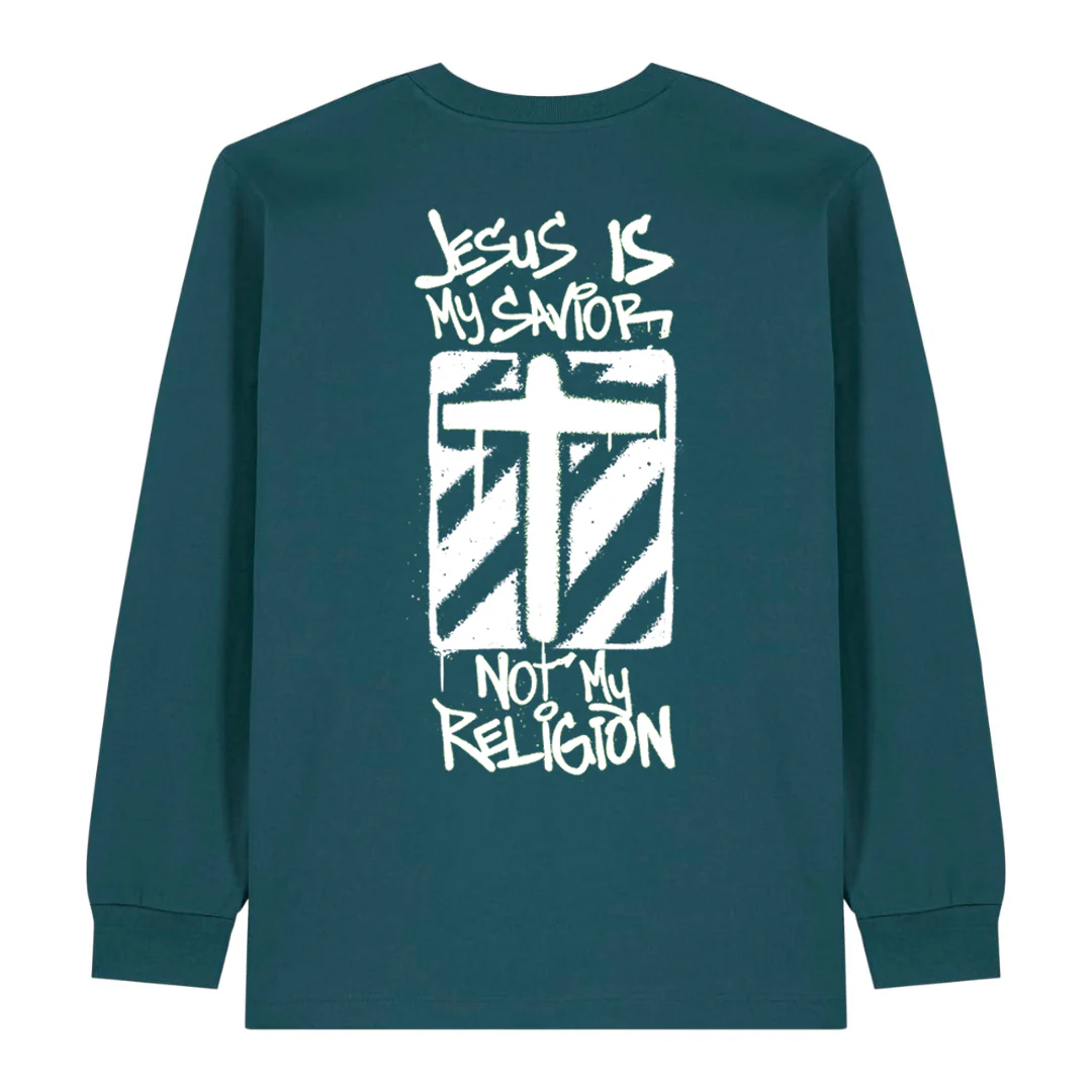 jesus is my savior Longsleeve BackPrint - Image 4