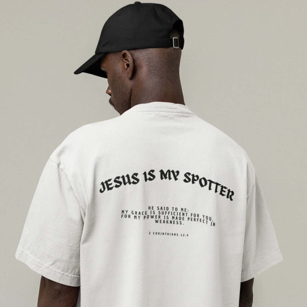 Jesus is my Spotter Gym Oversized Shirt BackPrint - Image 5