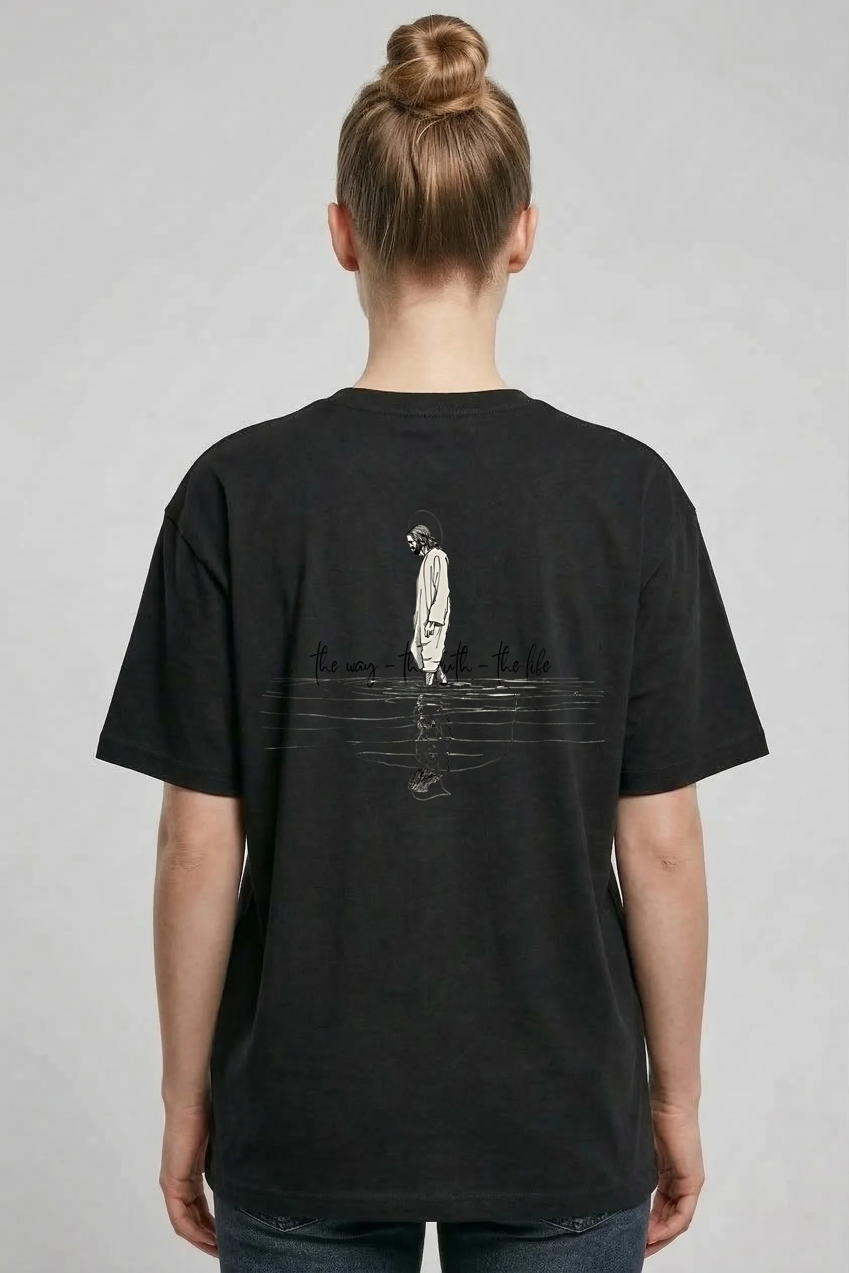 Jesus the way Lineart Oversized Shirt BackPrint