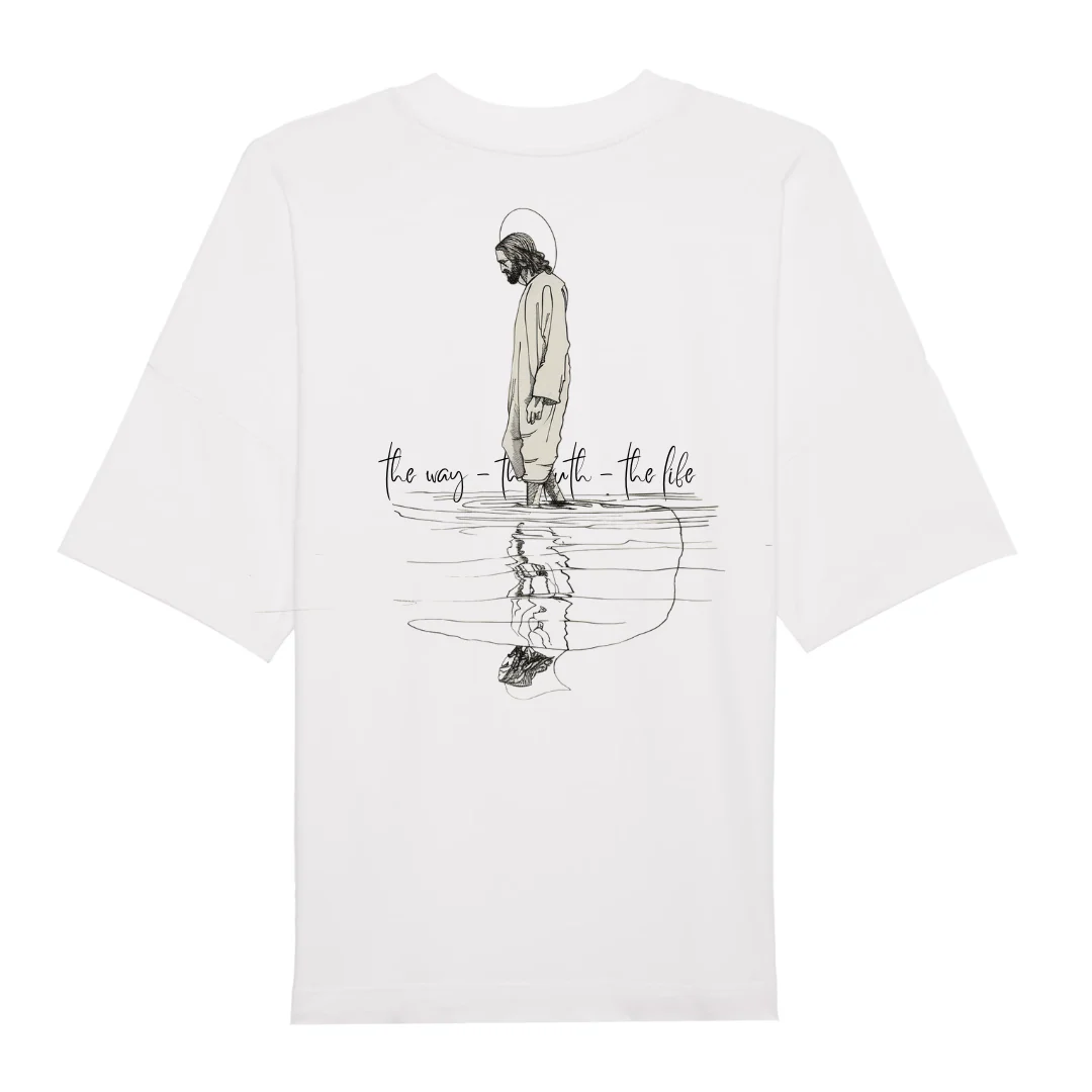 Jesus the way Lineart Oversized Shirt BackPrint - Image 3