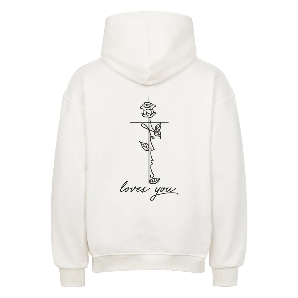 Jesus loves you cross Oversized Hoodie BackPrint - Image 3