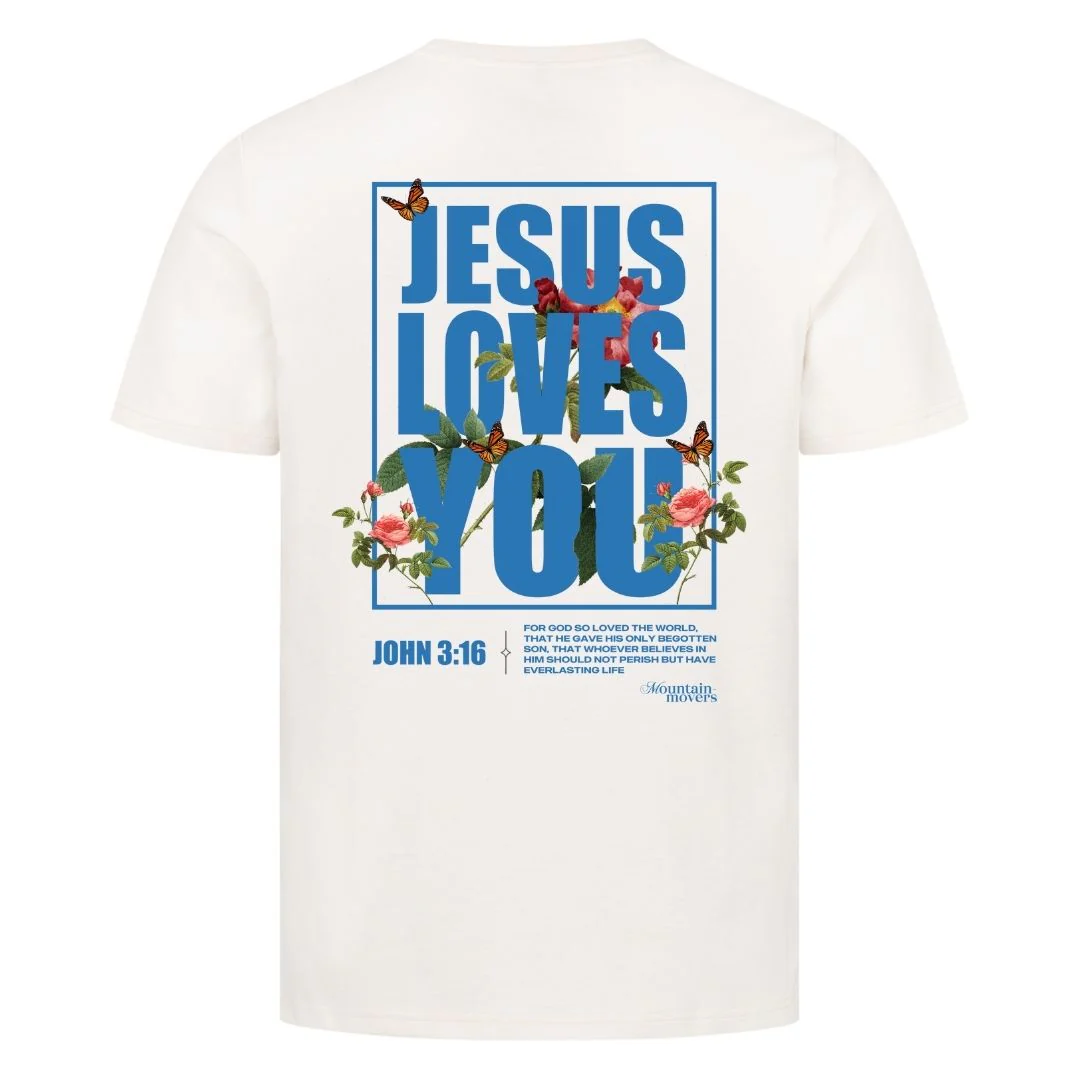 Jesus loves you Flower Shirt BackPrint - Image 2