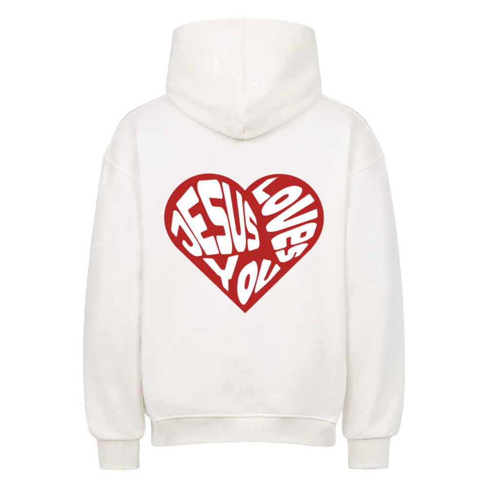 Jesus loves you Heart Oversized Hoodie Backprint - Image 3