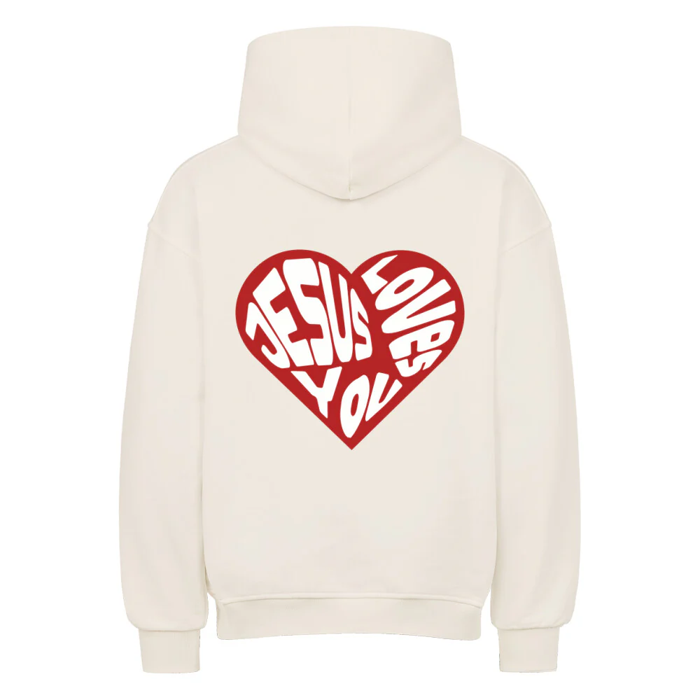 Jesus loves you Heart Oversized Hoodie Backprint - Image 5