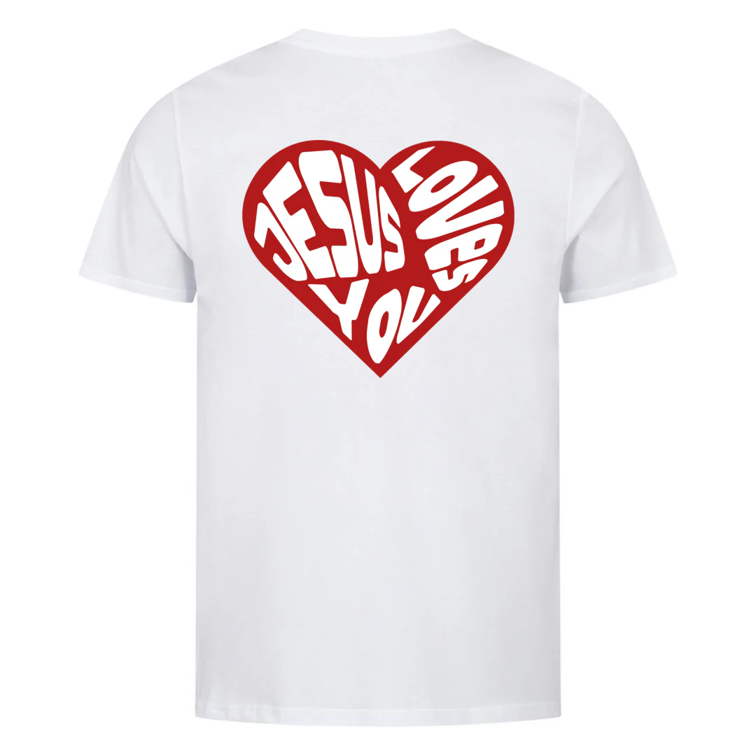 Jesus loves you Heart Shirt Backprint - Image 5
