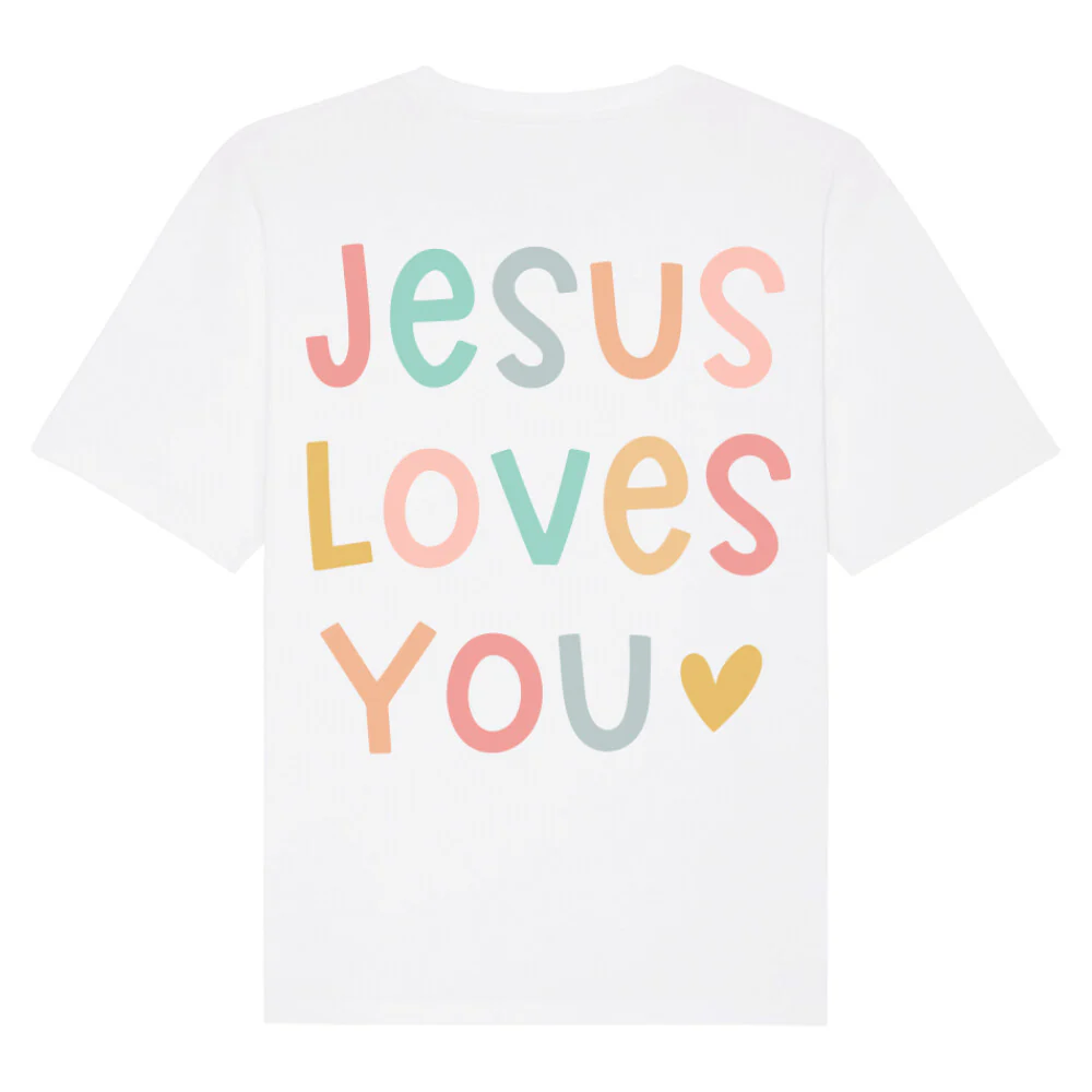 Jesus loves you pastell Oversized Shirt BackPrint - Image 4