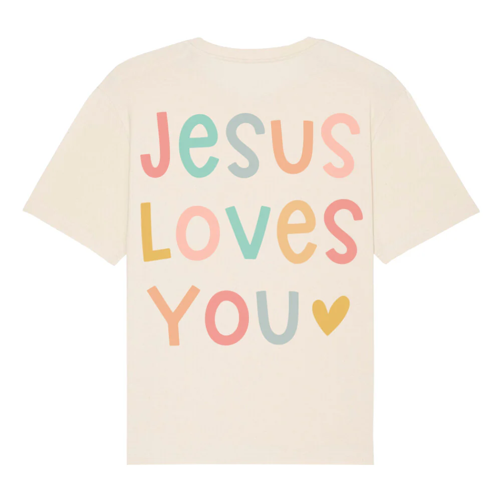 Jesus loves you pastell Oversized Shirt BackPrint - Image 6
