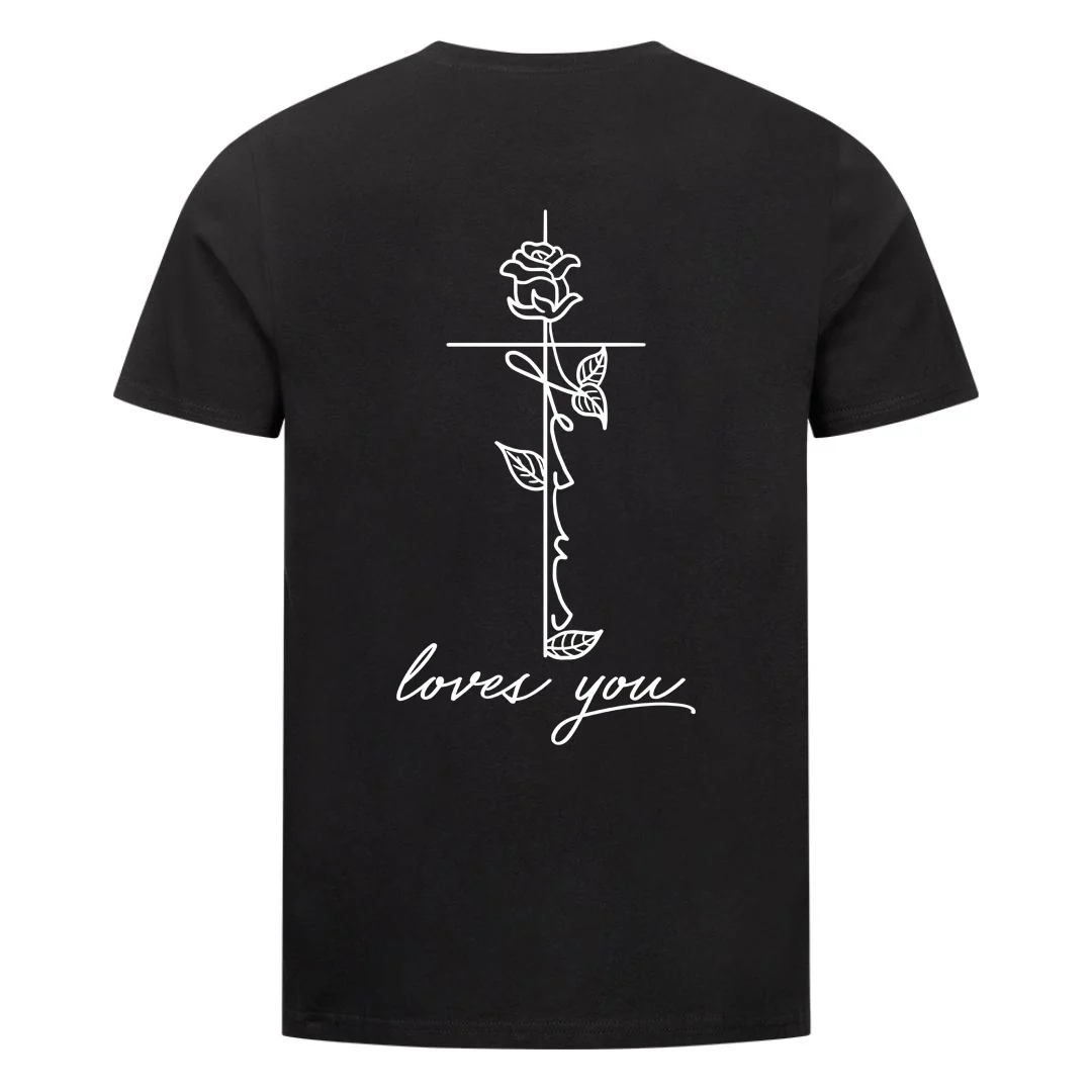 Jesus loves you Rose Shirt Backprint - Image 3