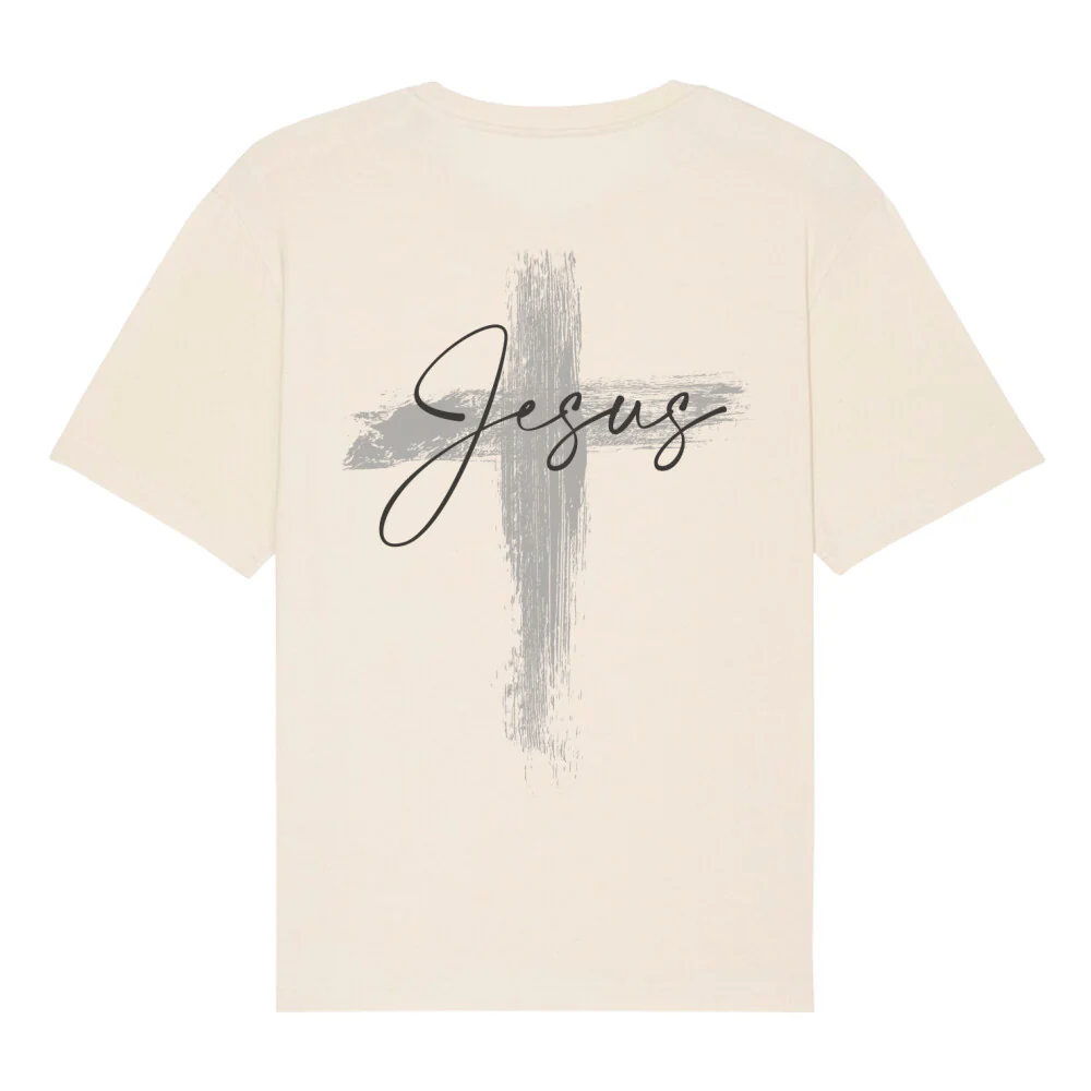 Jesus painted Cross Oversized Shirt BackPrint - Image 6