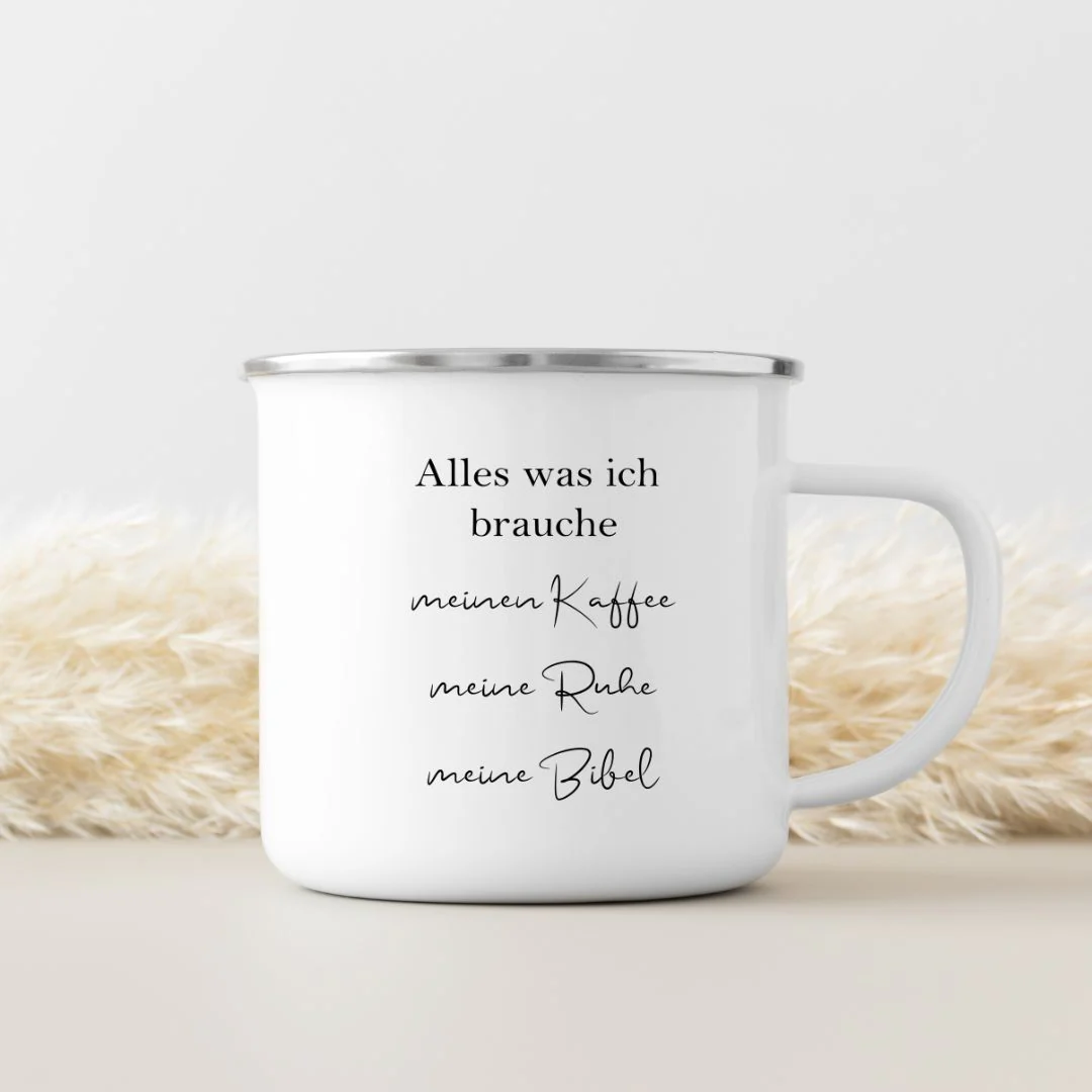 Kaffee Ruhe Bibel Emaille Tasse